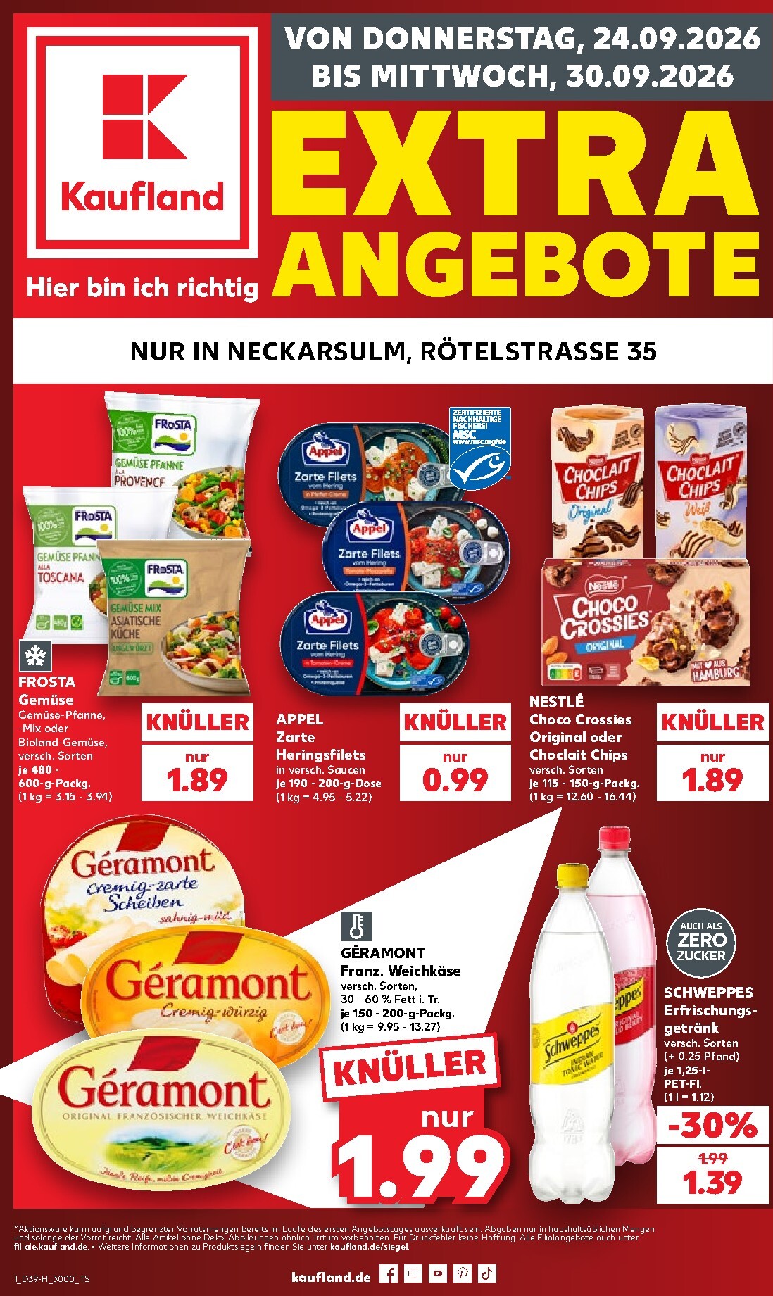 kaufland - Kaufland - Neckarsulm Prospekt nächste Woche – von Donnerstag 24.09.2026 bis Mittwoch 30.09.2026