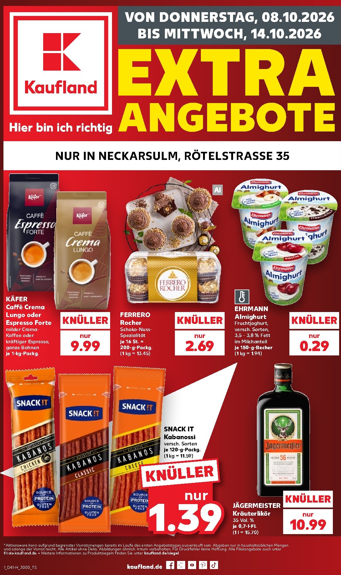 kaufland - Kaufland - Neckarsulm Prospekt nächste Woche – von Donnerstag 08.10.2026 bis Mittwoch 14.10.2026
