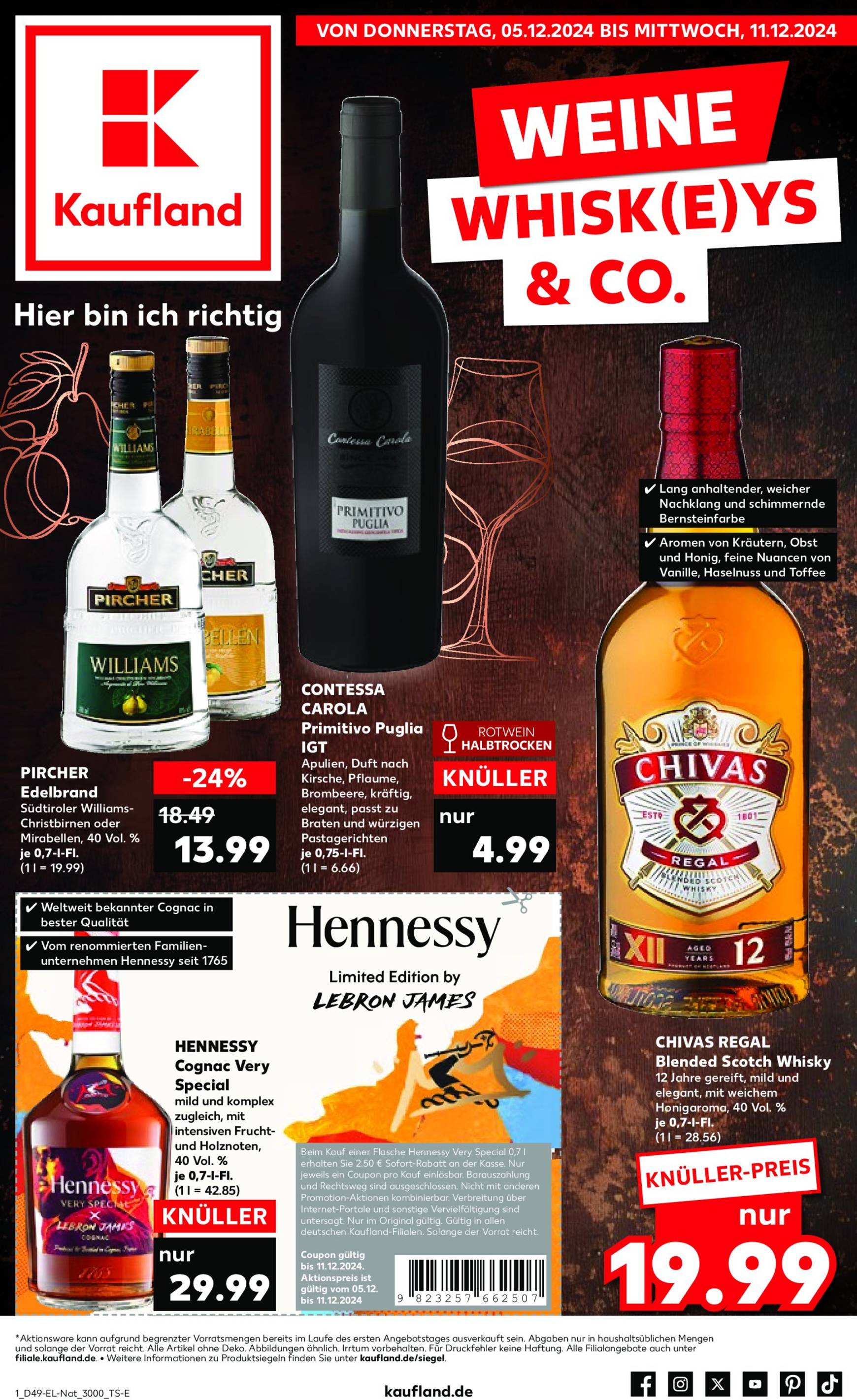 kaufland - Kaufland - Weine, Whisk(e)ys & Co.-Prospekt gültig von 05.12. bis 11.12.