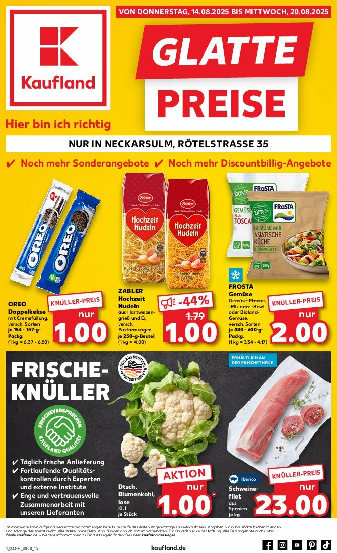 kaufland - Kaufland - Neckarsulm-Prospekt gültig vom 14.08. bis 20.08.