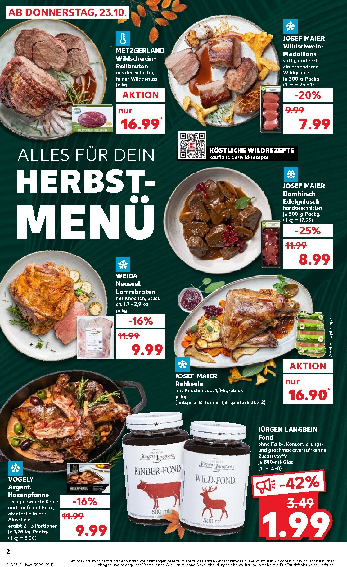 kaufland - Kaufland - Wild, Wein, Käse & Co-Prospekt gültig vom 23.10. bis 29.10. - page: 2