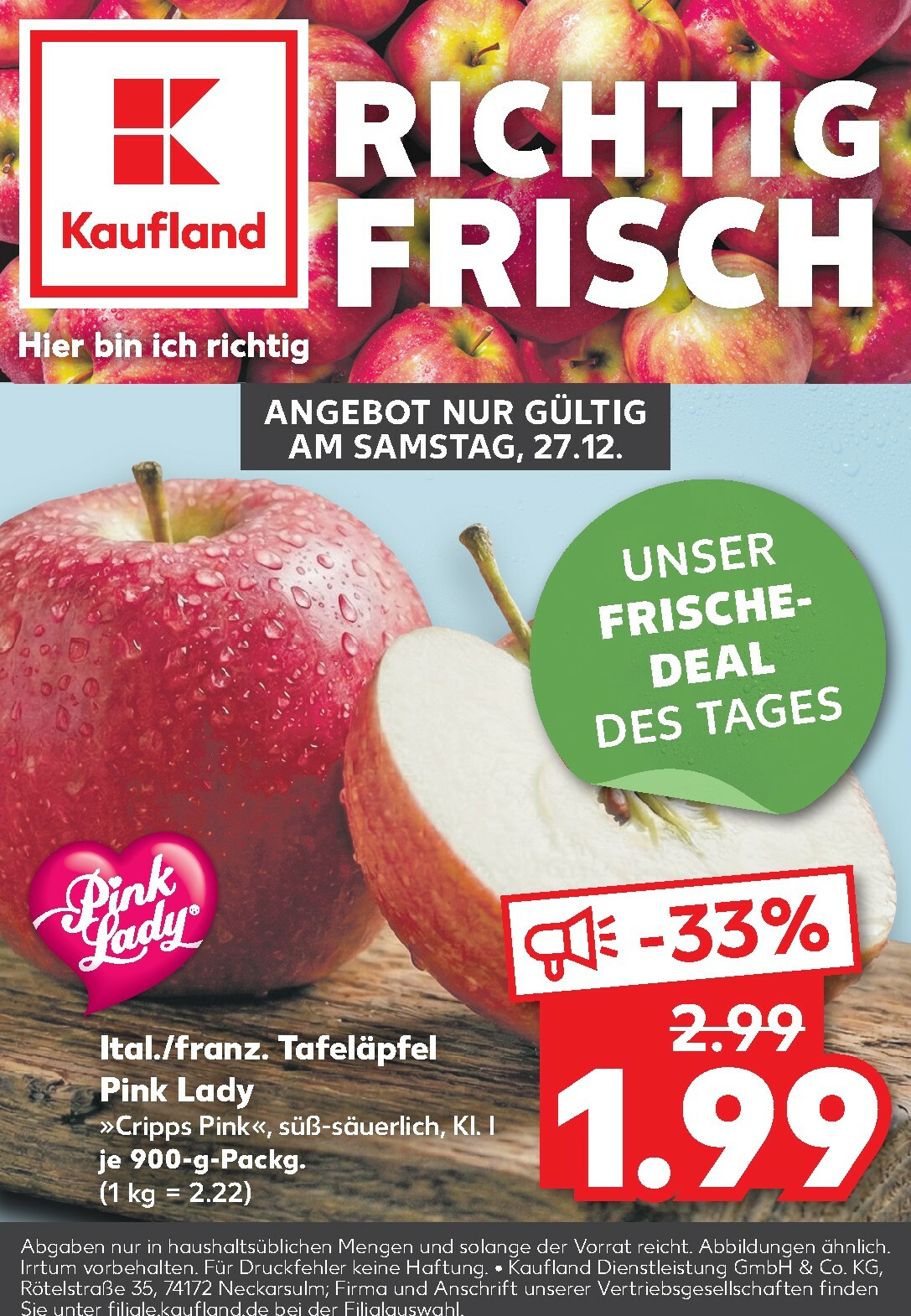 kaufland - Kaufland - Richtig Frisch-Prospekt gültig vom 27.12. bis 27.12.