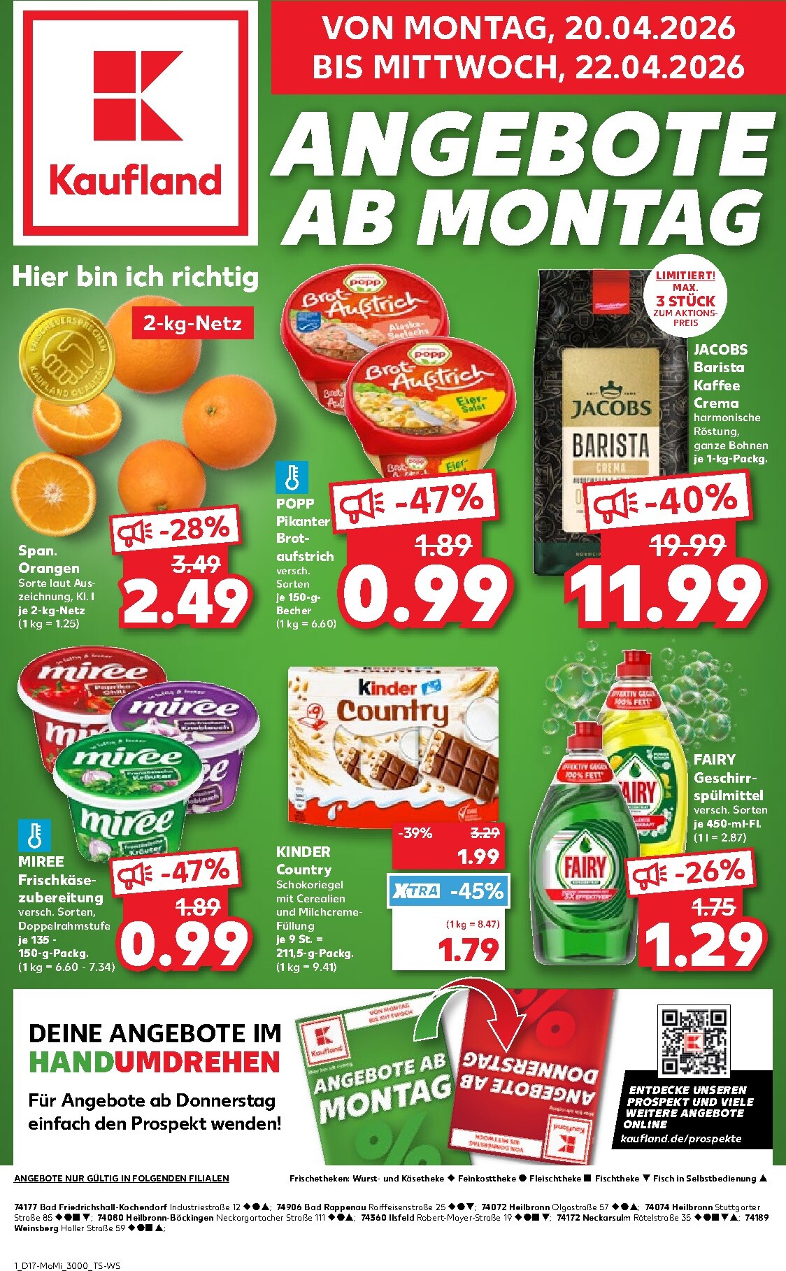 kaufland - Kaufland - Angebote ab Montag Prospekt nächste Woche – von Montag 20.04.2026 bis Mittwoch 22.04.2026