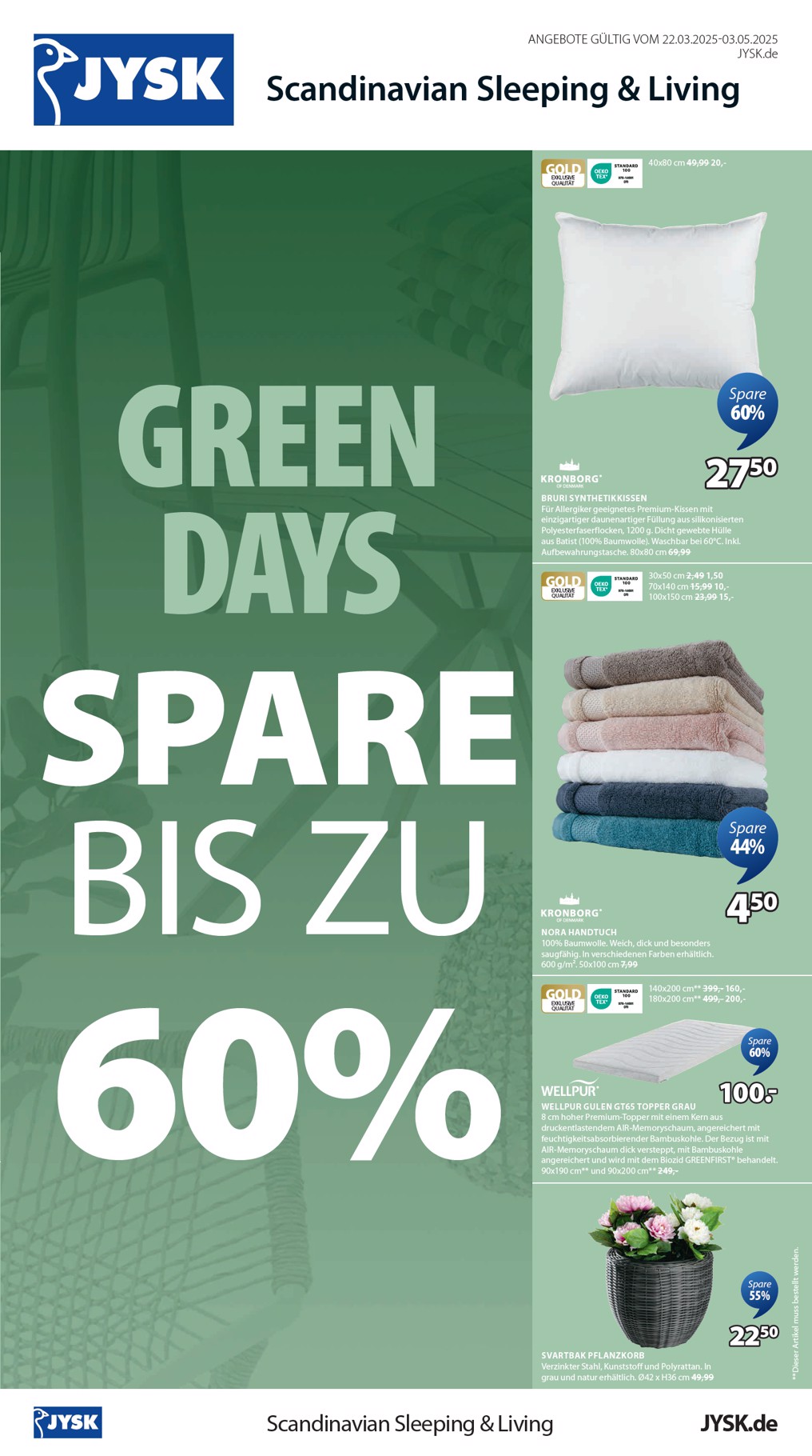 jysk - JYSK - Green Days-Prospekt gültig von 22.03. bis 03.05.