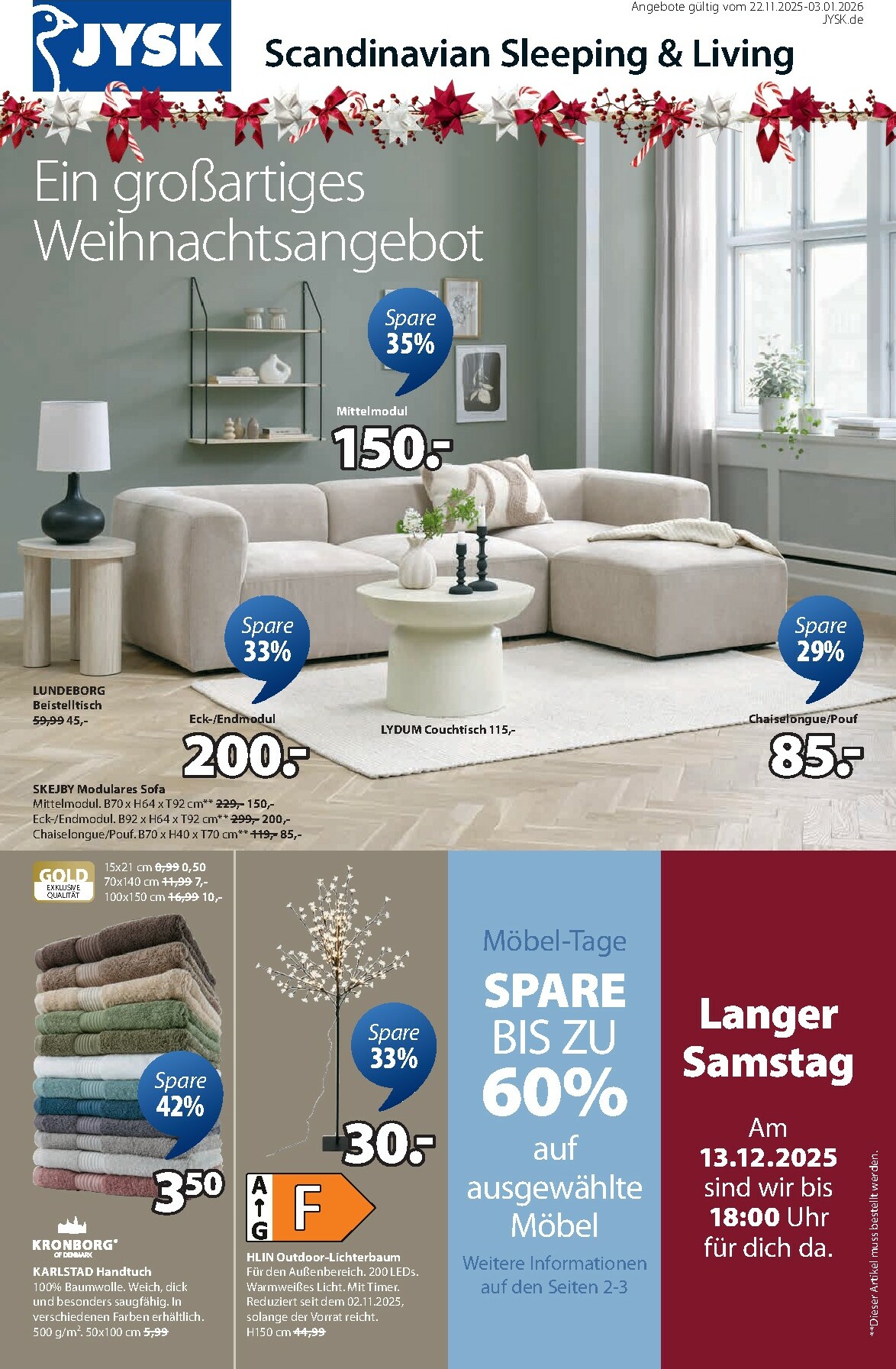jysk - JYSK - Großartige Angebote-Prospekt gültig vom 22.11. bis 03.01.