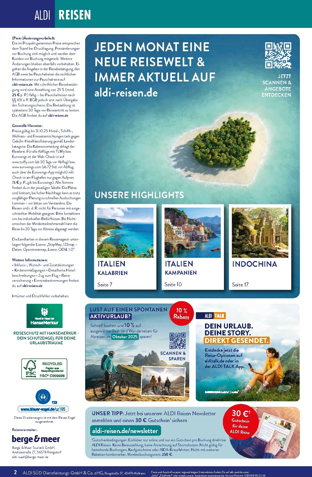 aldi - ALDI SÜD - Reisemagazin-Prospekt gültig vom 01.10. bis 31.10. - page: 2
