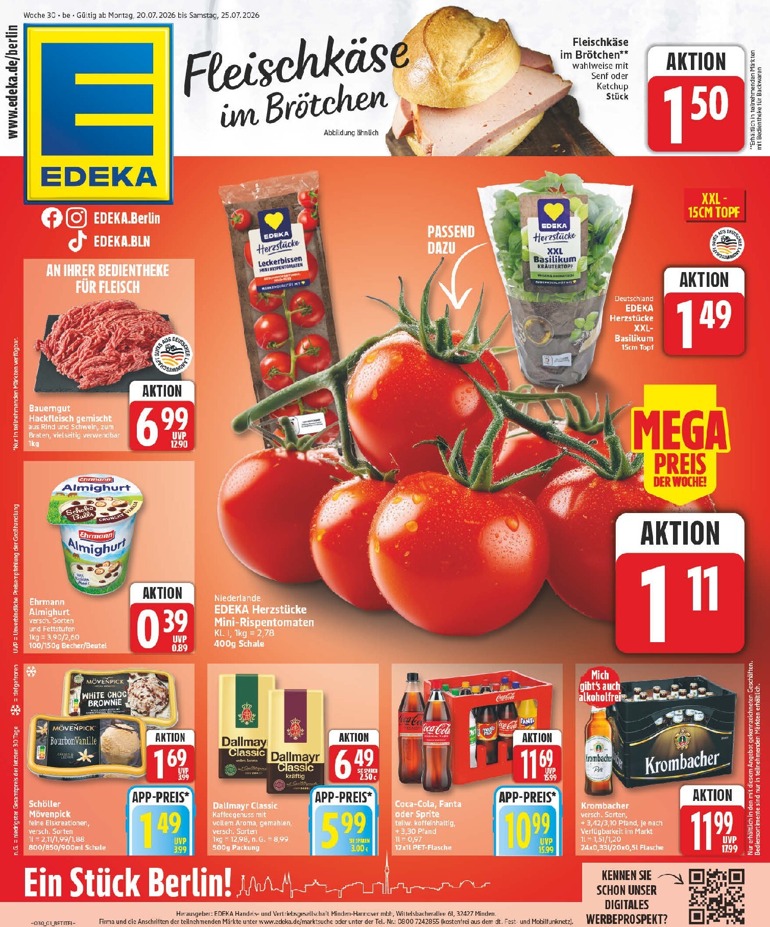 edeka - Edeka Prospekt – von Montag 20.07.2026 bis Samstag 25.07.2026 - page: 1