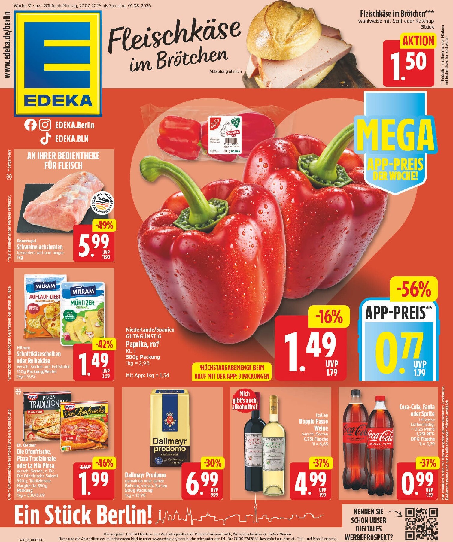 edeka - Edeka Prospekt nächste Woche – von Montag 27.07.2026 bis Samstag 01.08.2026 - page: 1