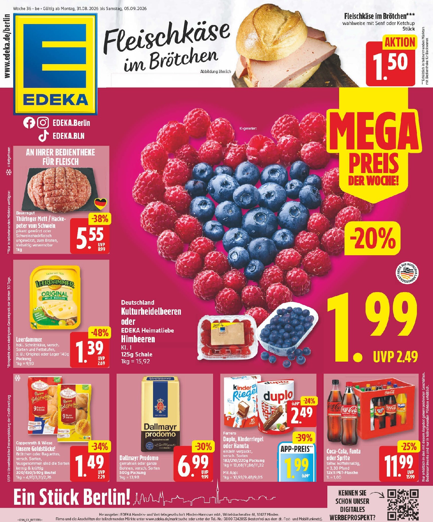 edeka - Edeka Prospekt nächste Woche – von Montag 31.08.2026 bis Samstag 05.09.2026 - page: 1