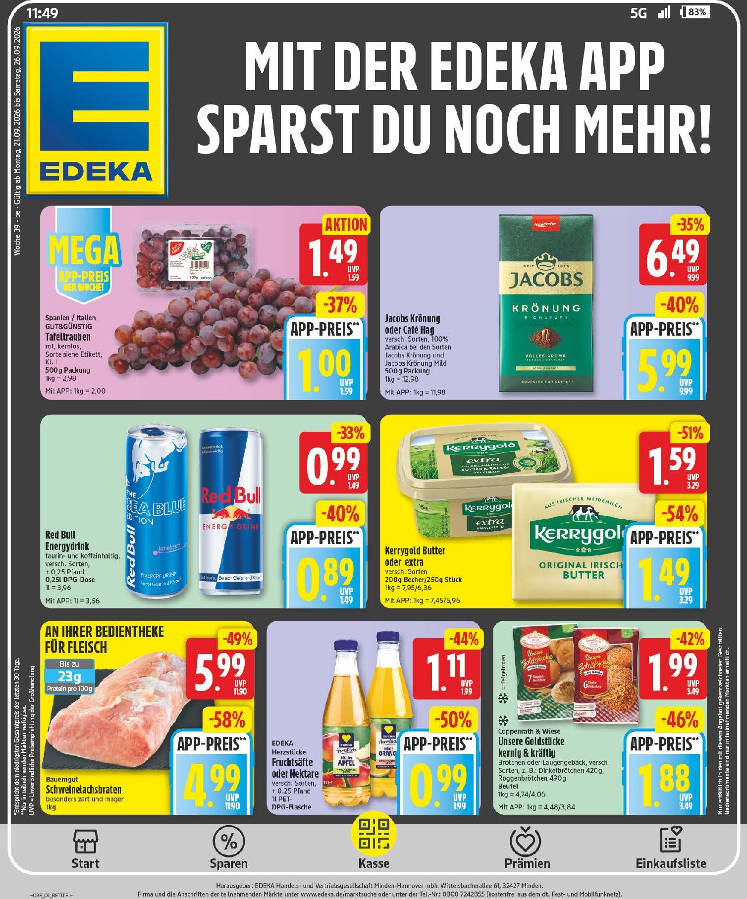 edeka - Edeka Prospekt nächste Woche – von Montag 21.09.2026 bis Samstag 26.09.2026 - page: 1