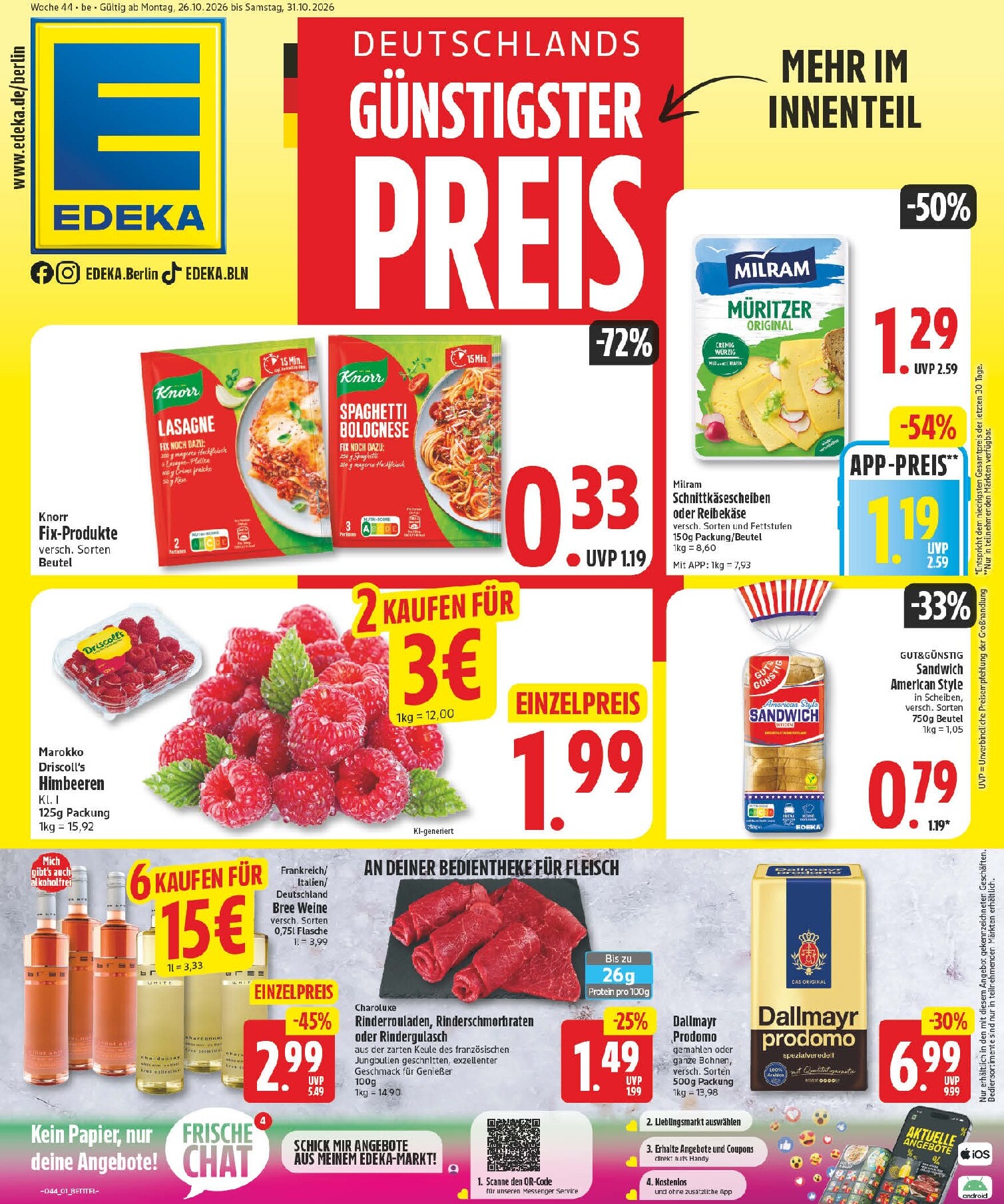 edeka - Edeka Prospekt nächste Woche – von Montag 26.10.2026 bis Samstag 31.10.2026 - page: 1