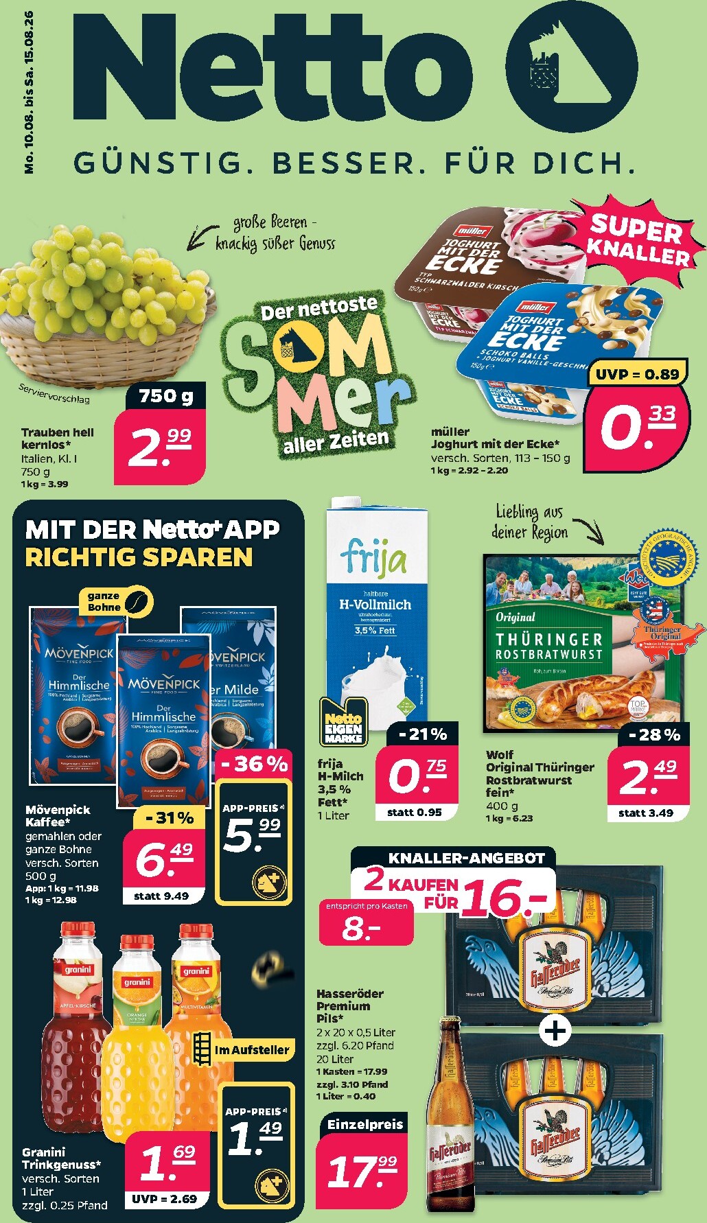 netto - Netto Prospekt nächste Woche – von Montag 10.08.2026 bis Samstag 15.08.2026 - page: 1