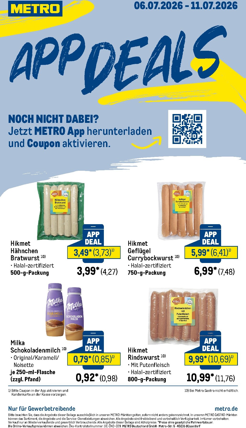 metro - Metro - App Deals Prospekt nächste Woche – von Montag 06.07.2026 bis Samstag 11.07.2026 - page: 1