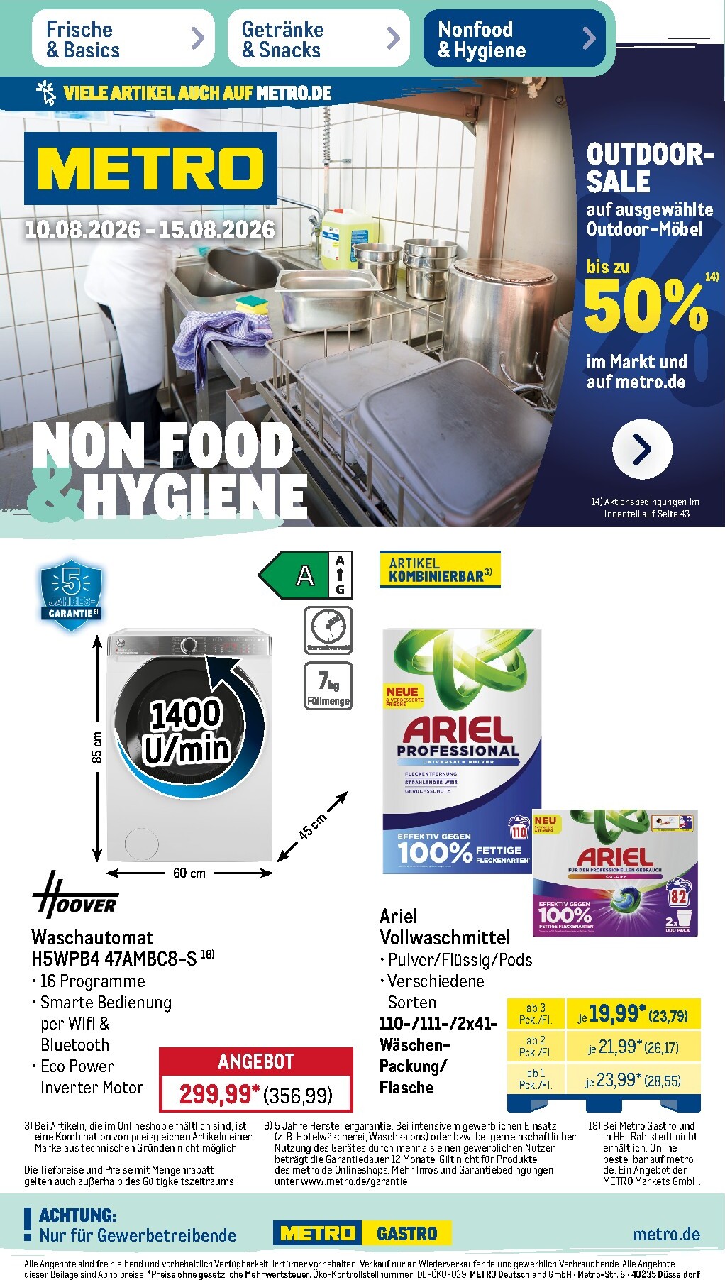 metro - Metro - NonFood Prospekt – von Montag 10.08.2026 bis Samstag 15.08.2026