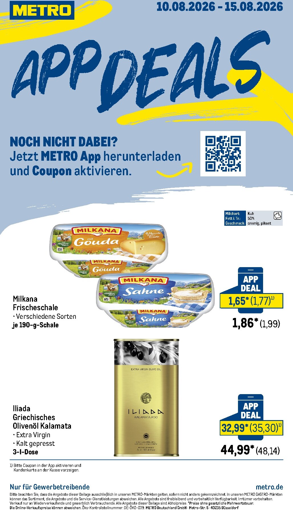 metro - Metro - App Deals Prospekt – von Montag 10.08.2026 bis Samstag 15.08.2026