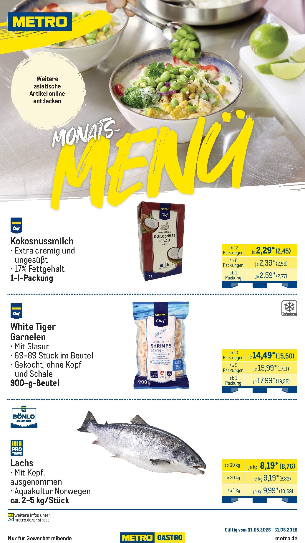metro - Metro - Monats-Menü Prospekt – von Samstag 01.08.2026 bis Montag 31.08.2026