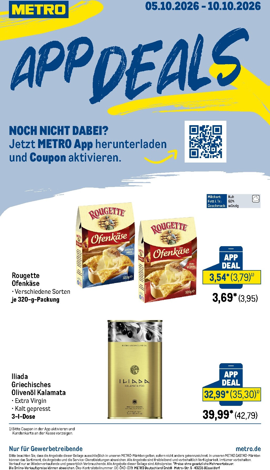 metro - Metro - App Deals Prospekt nächste Woche – von Montag 05.10.2026 bis Samstag 10.10.2026