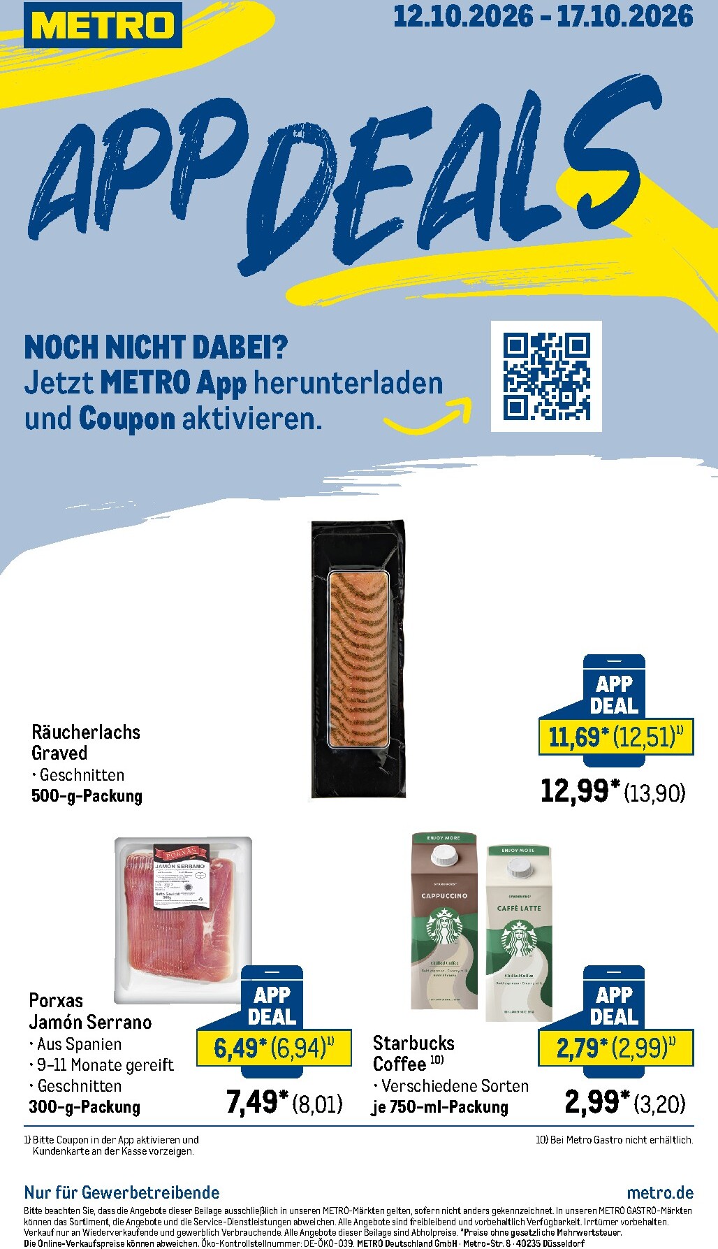 metro - Metro - App-Deals Prospekt nächste Woche – von Montag 12.10.2026 bis Samstag 17.10.2026