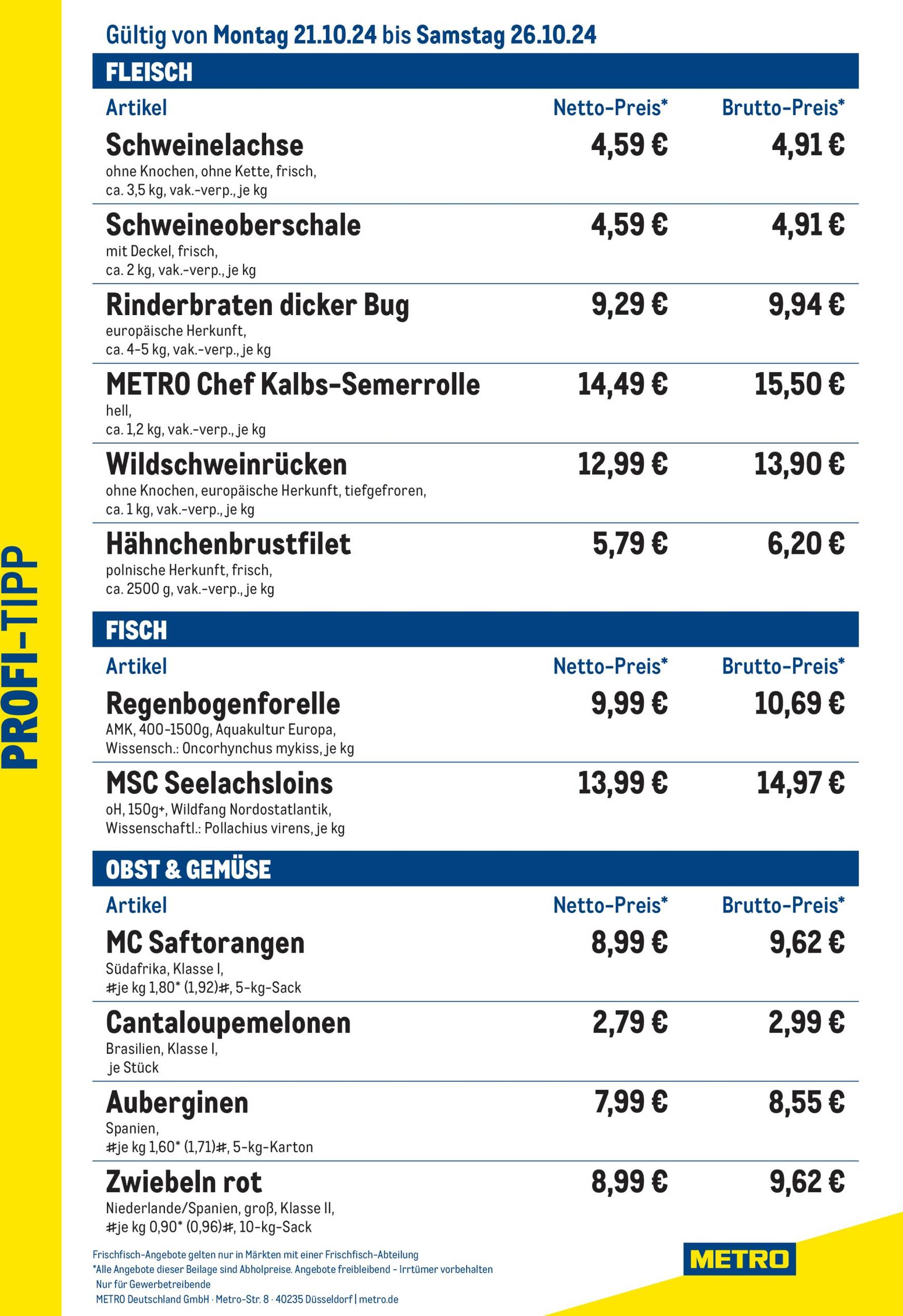 metro - Metro - Profi-Tipp-Prospekt gültig von 21.10. bis 26.10.