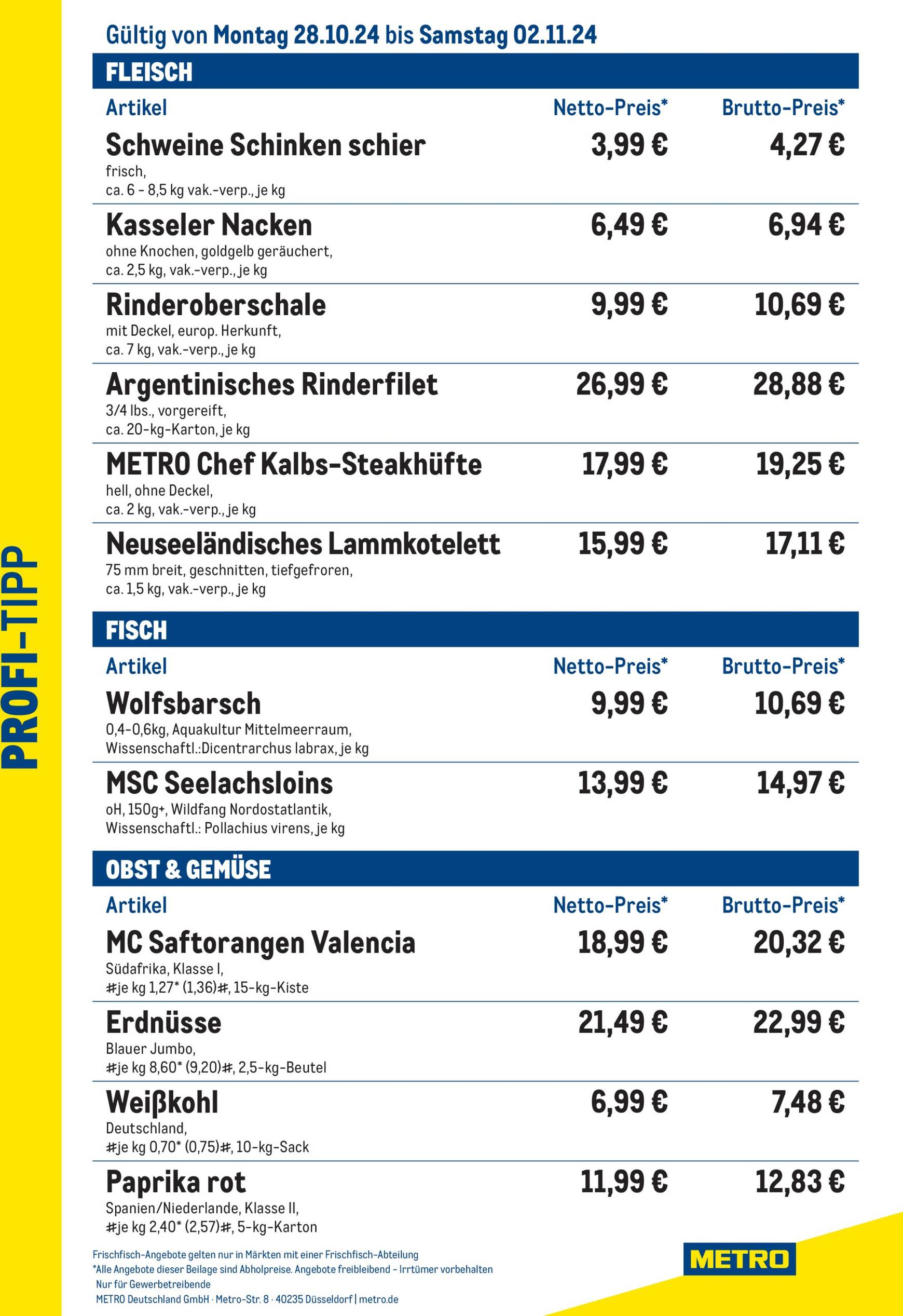 metro - Metro - Profi-Tipp-Prospekt gültig von 28.10. bis 02.11.