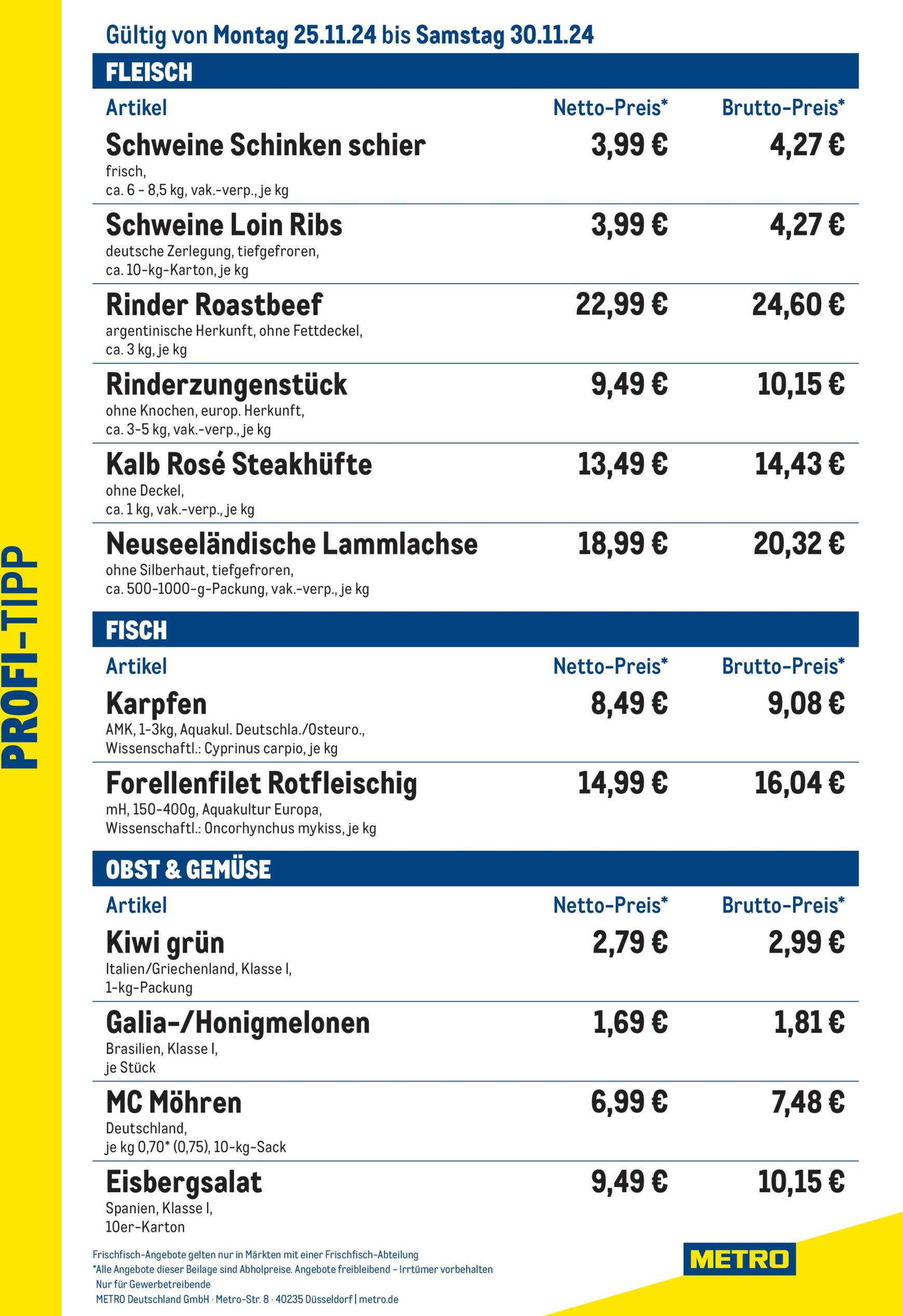 metro - Metro - Profi-Tipp-Prospekt gültig von 25.11. bis 30.11.