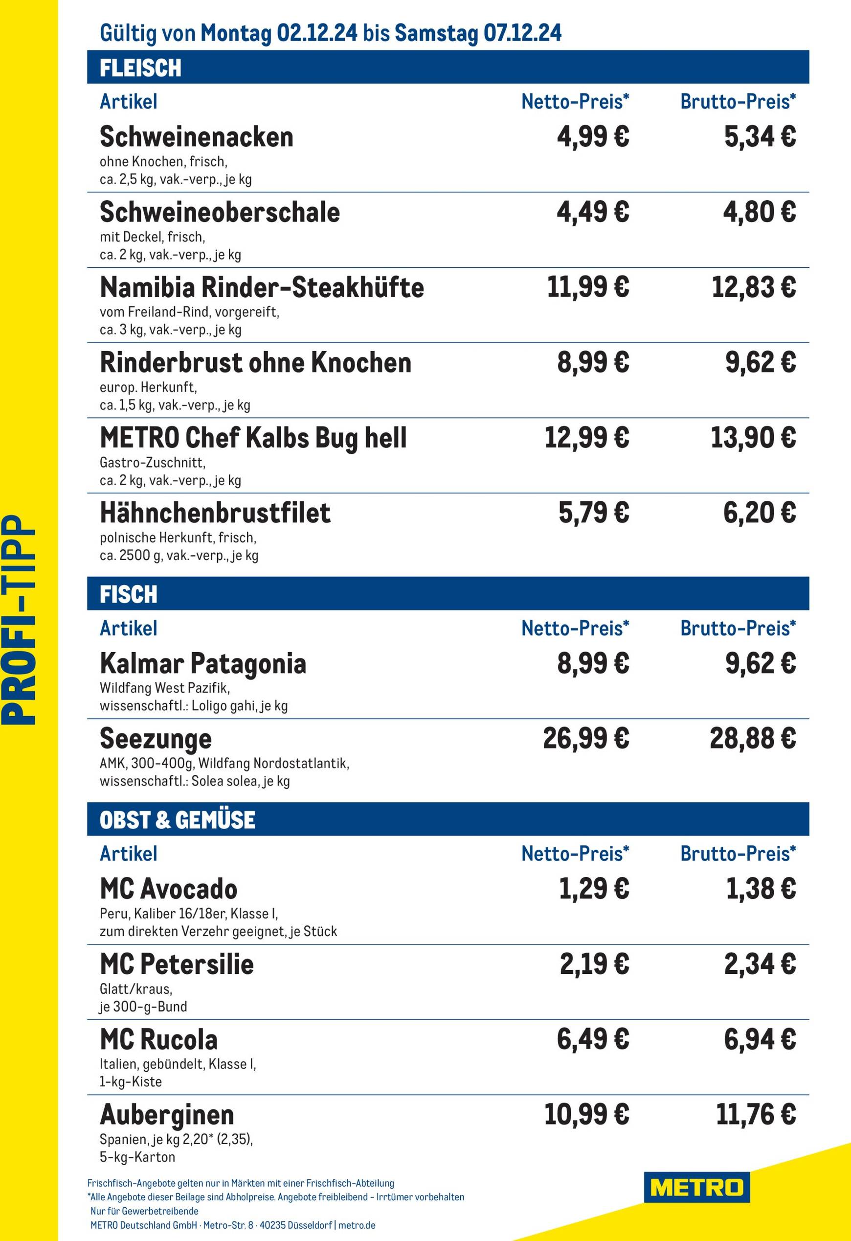 metro - Metro - Profi-Tipp-Prospekt gültig von 02.12. bis 07.12.