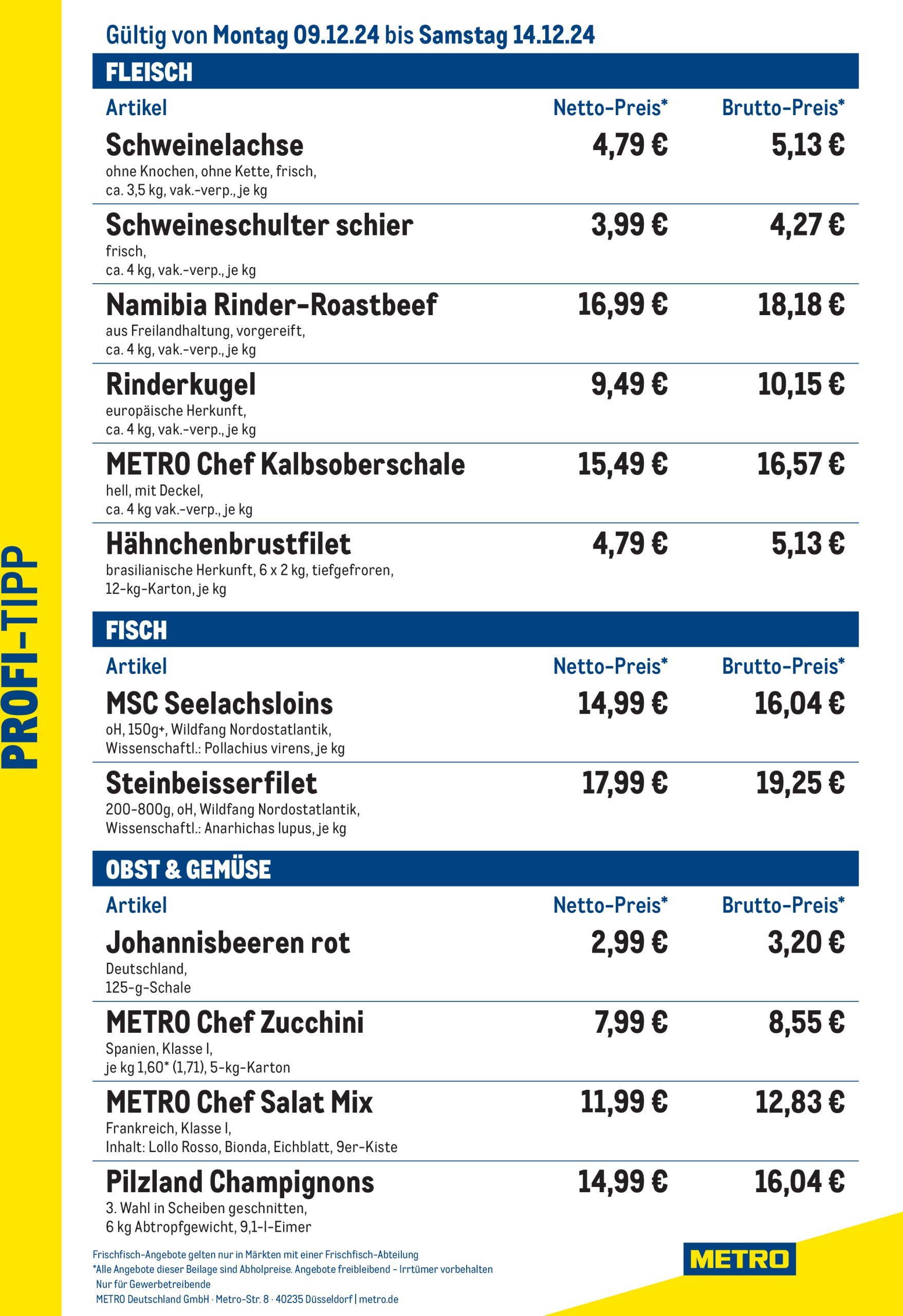 metro - Metro - Profi-Tipp-Prospekt gültig von 09.12. bis 14.12.