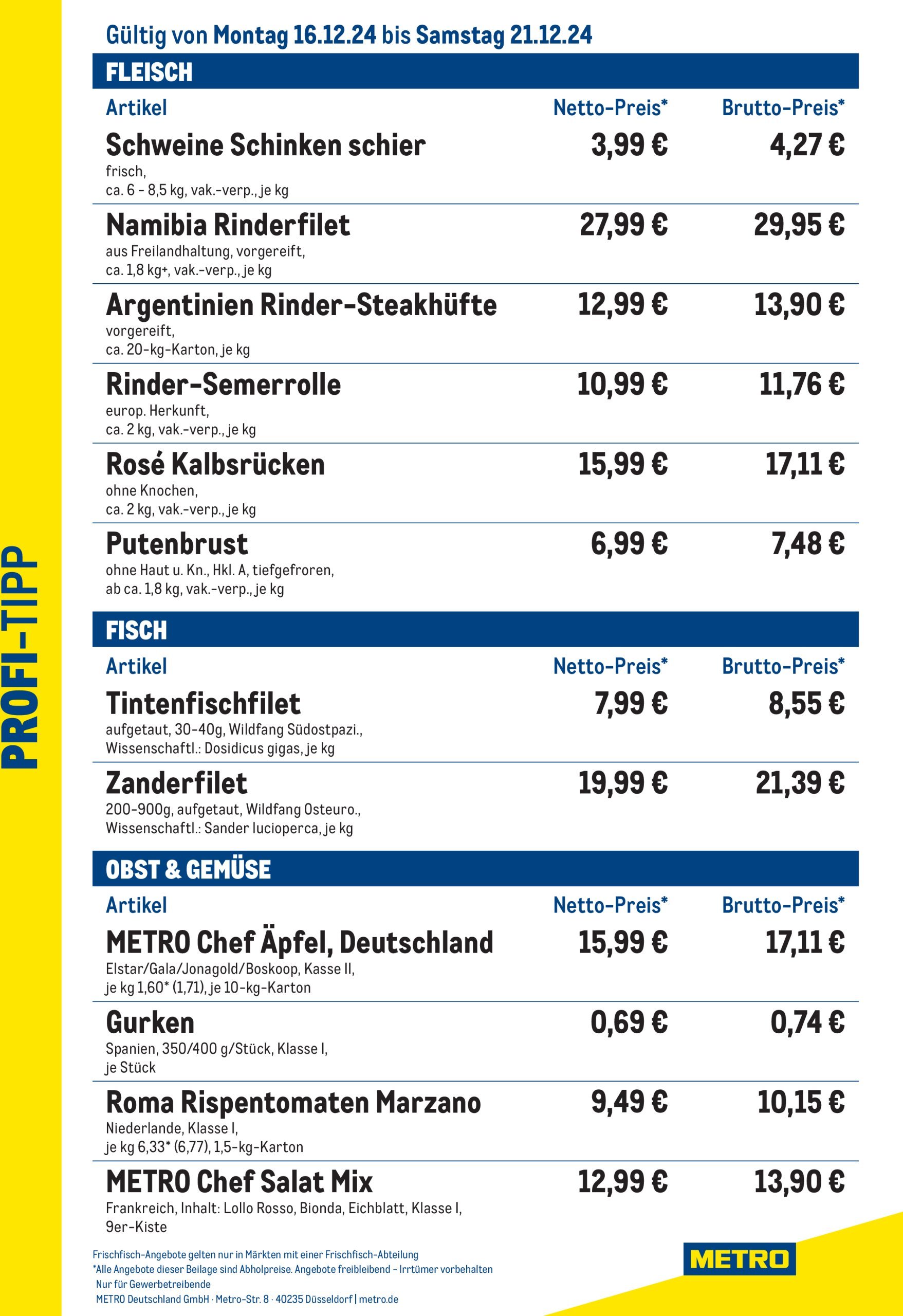 metro - Metro - Profi-Tipp-Prospekt gültig von 16.12. bis 21.12.