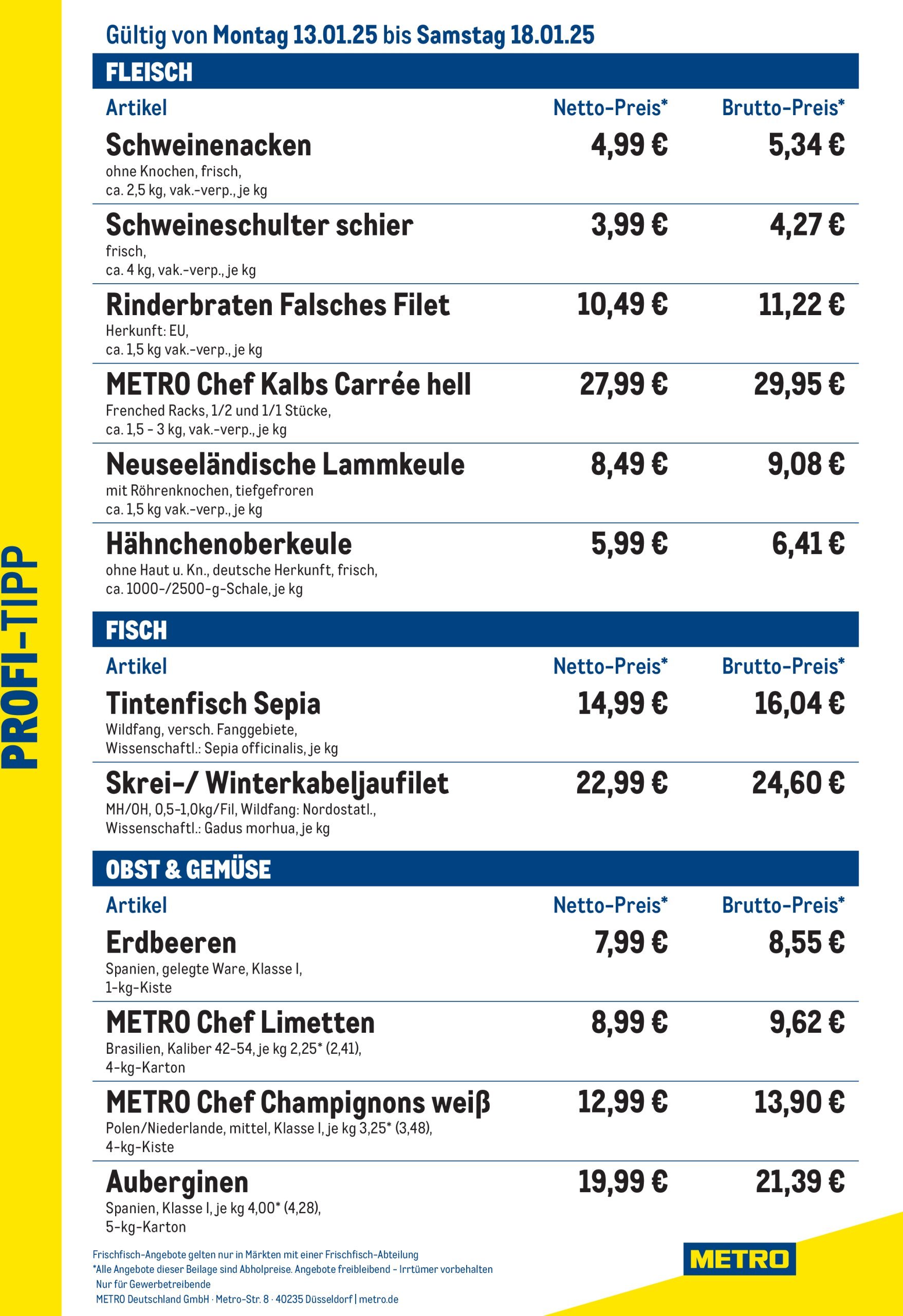 metro - Metro - Profi-Tipp-Prospekt gültig von 13.01. bis 18.01.