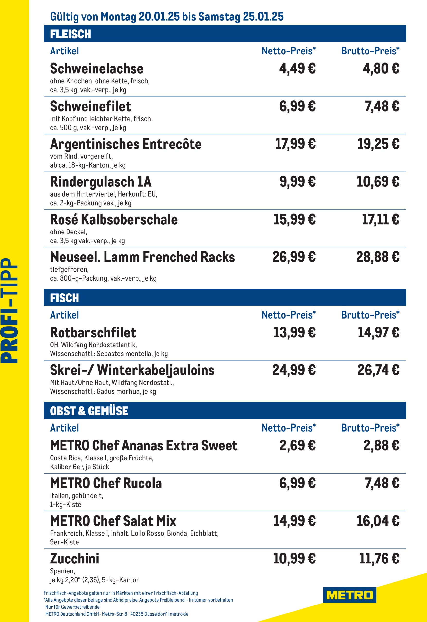 metro - Metro - Profi-Tipp-Prospekt gültig von 20.01. bis 25.01.