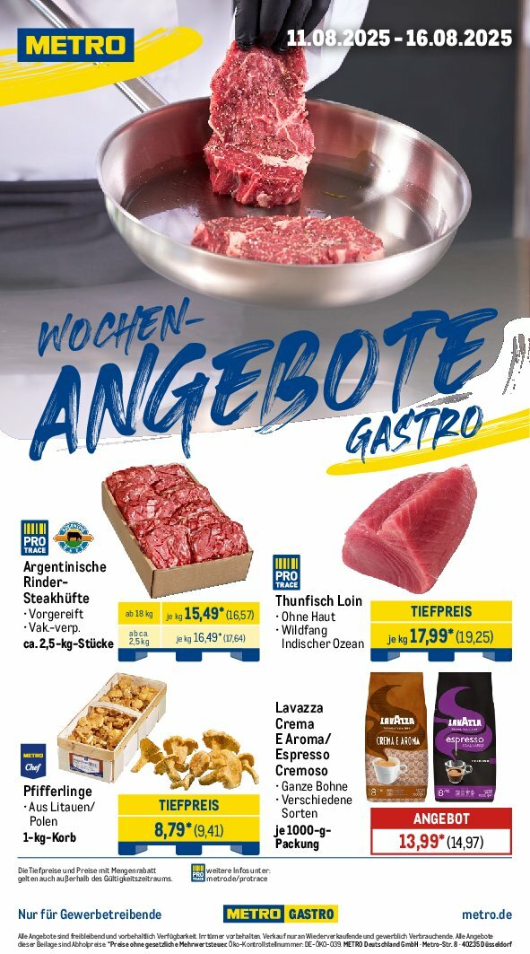 metro - Metro - Wochen-Angebote Gastro-Prospekt gültig vom 11.08. bis 16.08.