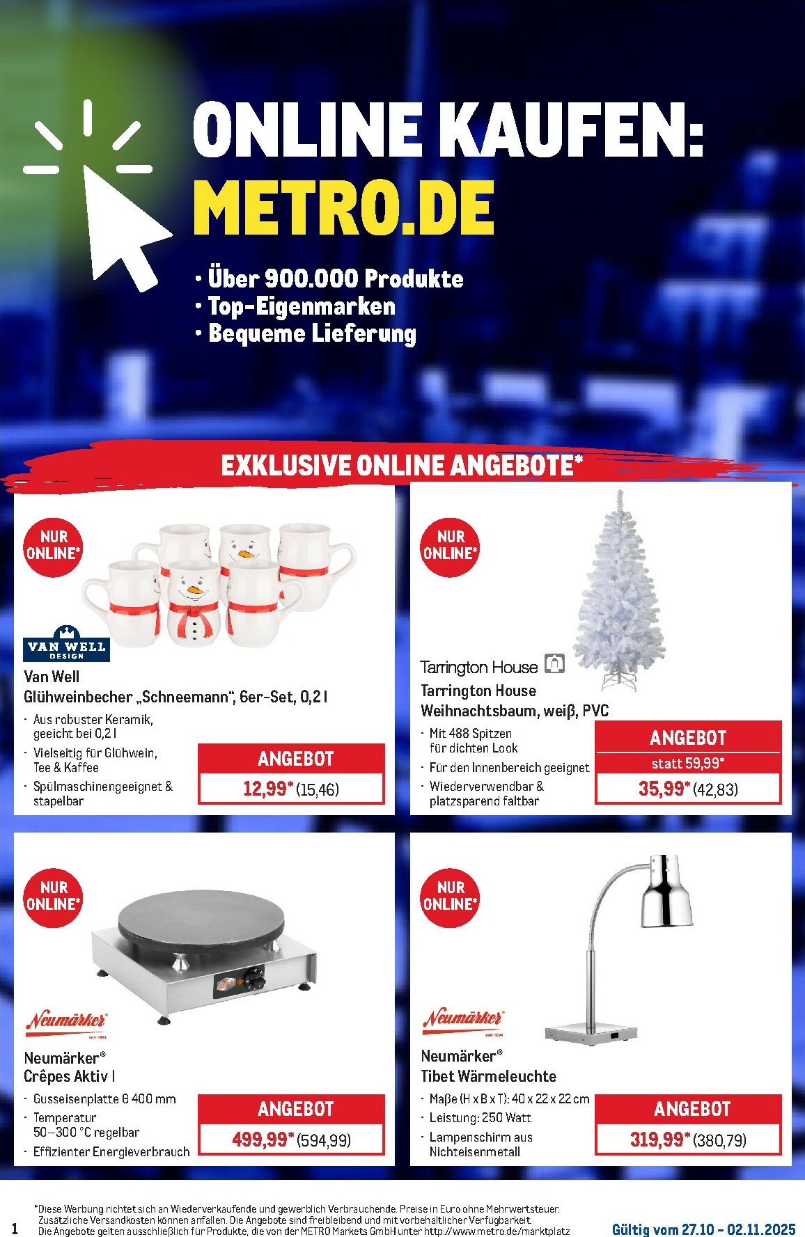metro - Metro - Online: Wochen-Angebote-Prospekt gültig vom 27.10. bis 02.11.