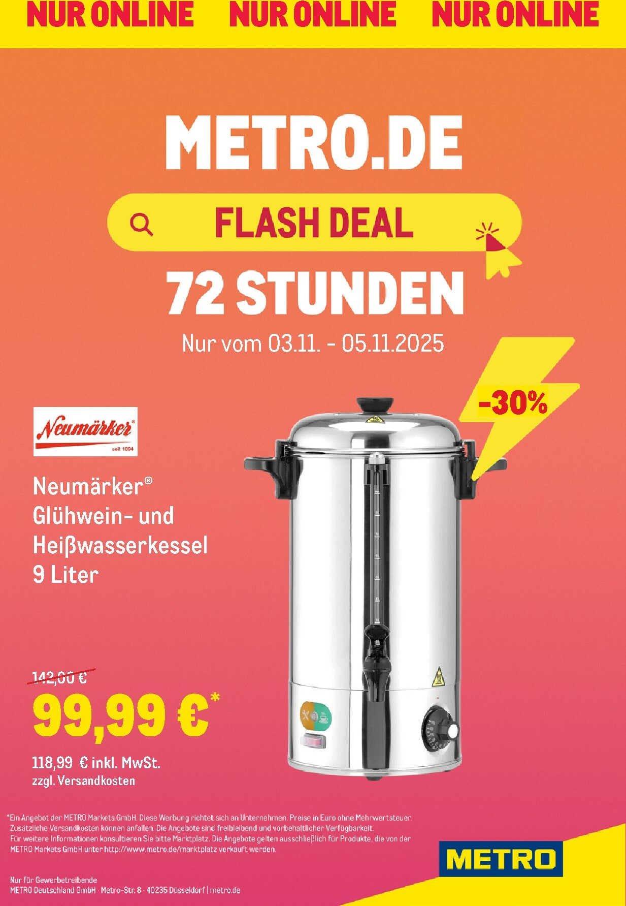 metro - Metro - Online: Wochen-Angebote-Prospekt gültig vom 03.11. bis 05.11.