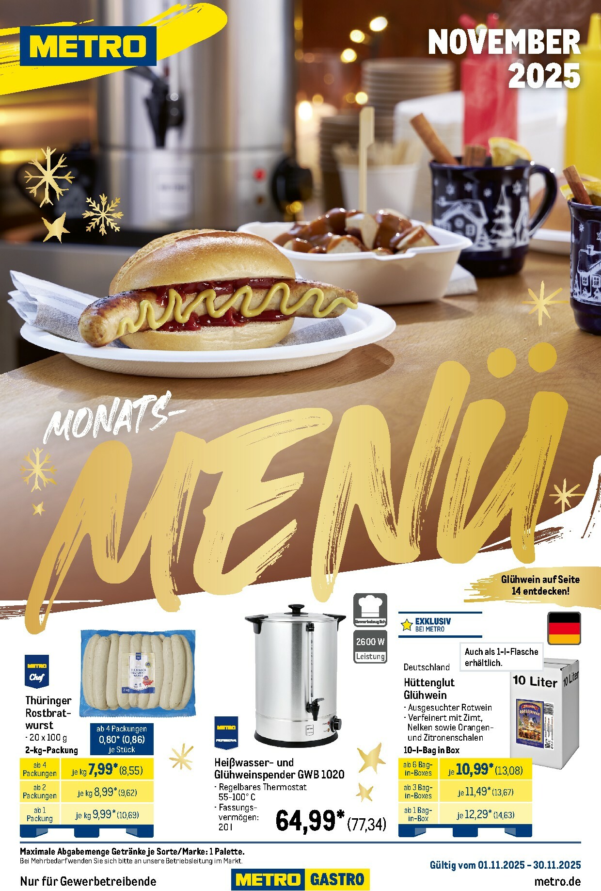 metro - Metro - Monats-Menü-Prospekt gültig vom 01.11. bis 30.11.