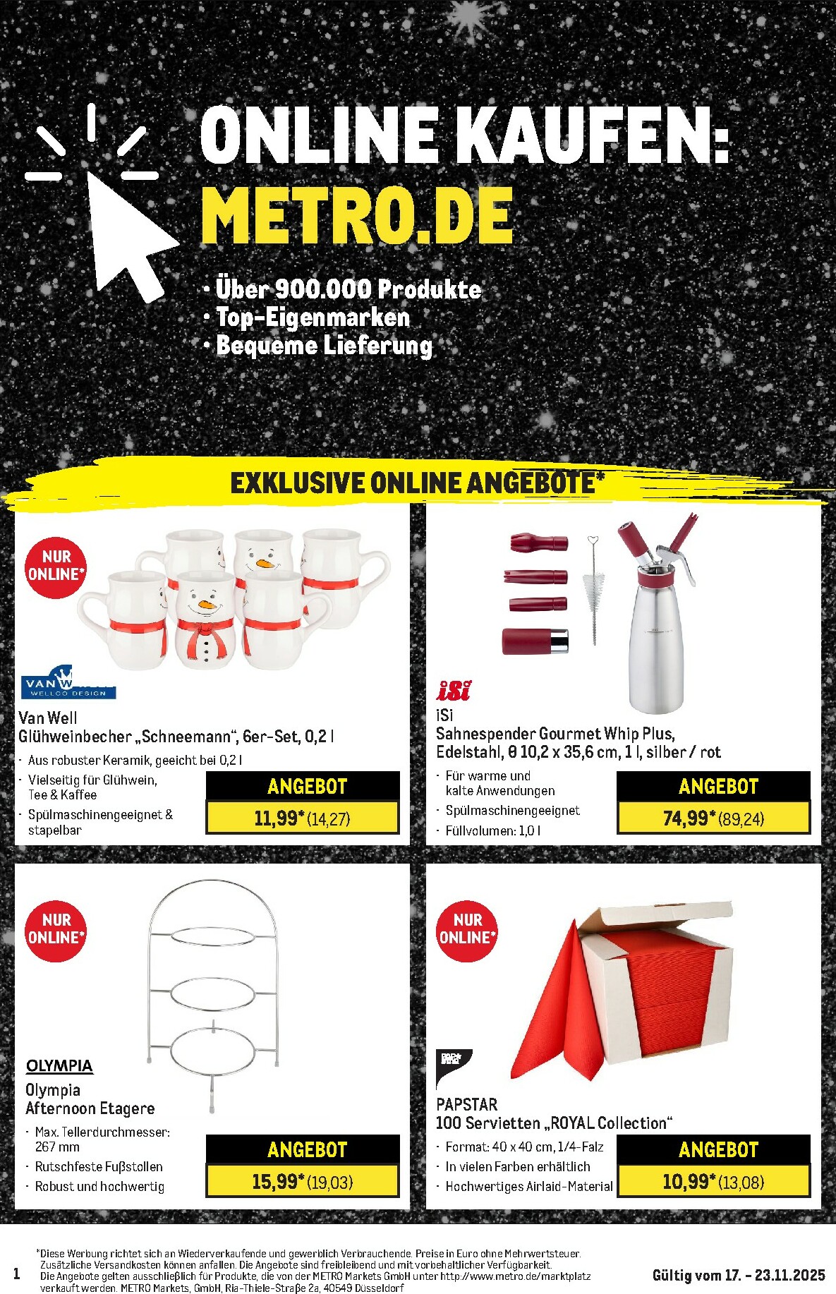 metro - Metro - Online: Wochen-Angebote-Prospekt gültig vom 17.11. bis 23.11.