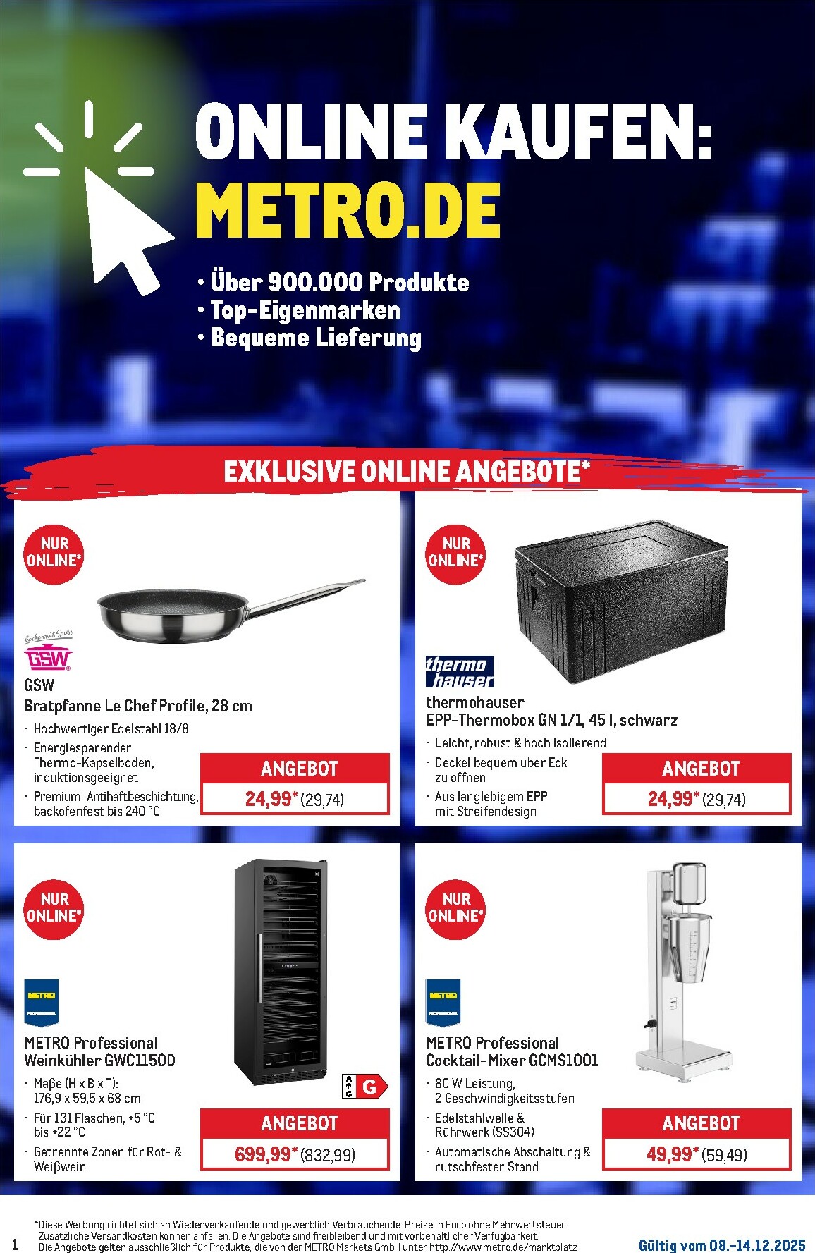 metro - Metro - Online: Wochen-Angebote-Prospekt gültig vom 08.12. bis 14.12.
