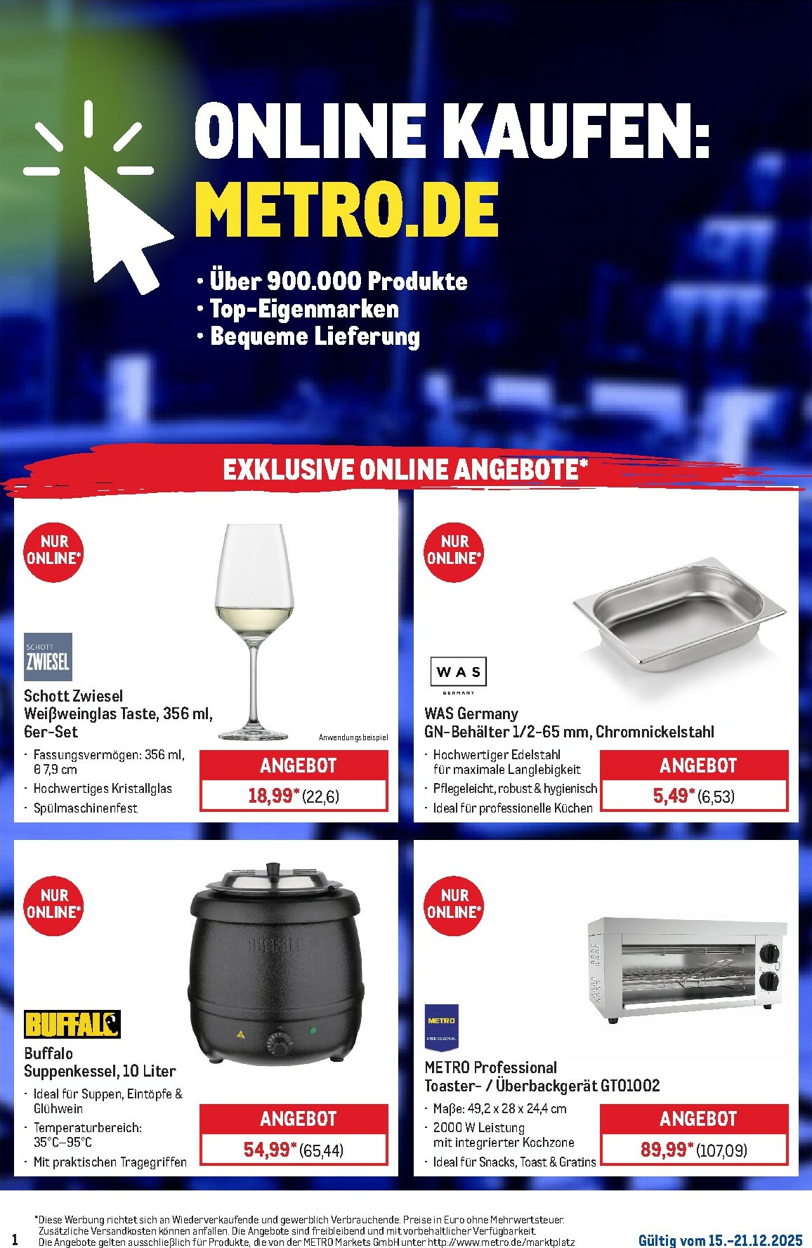 metro - Metro - Online: Wochen-Angebote-Prospekt gültig vom 15.12. bis 21.12.