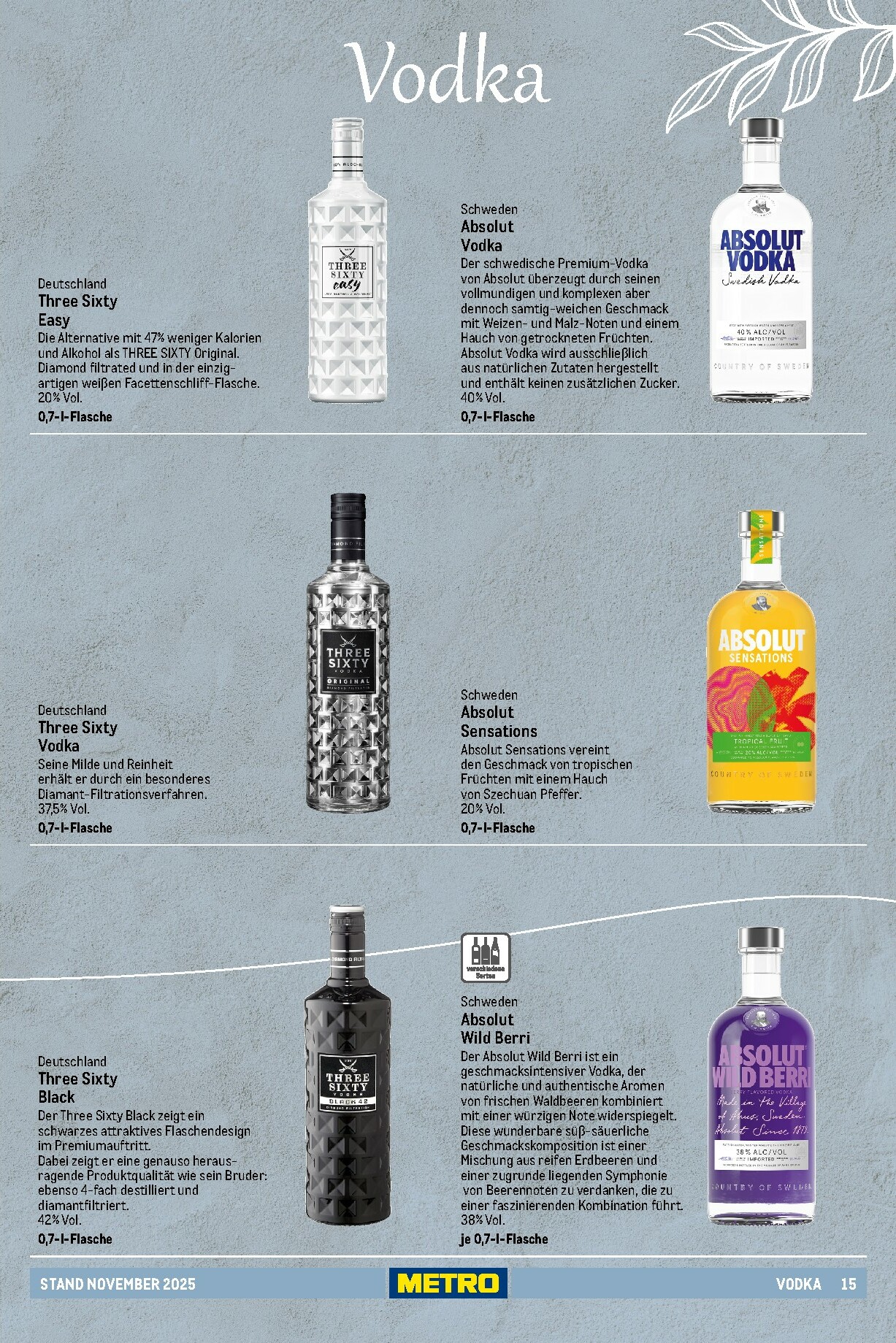metro - Metro - Spirituosen Sortiment-Prospekt gültig vom 01.11. bis 31.08. - page: 15