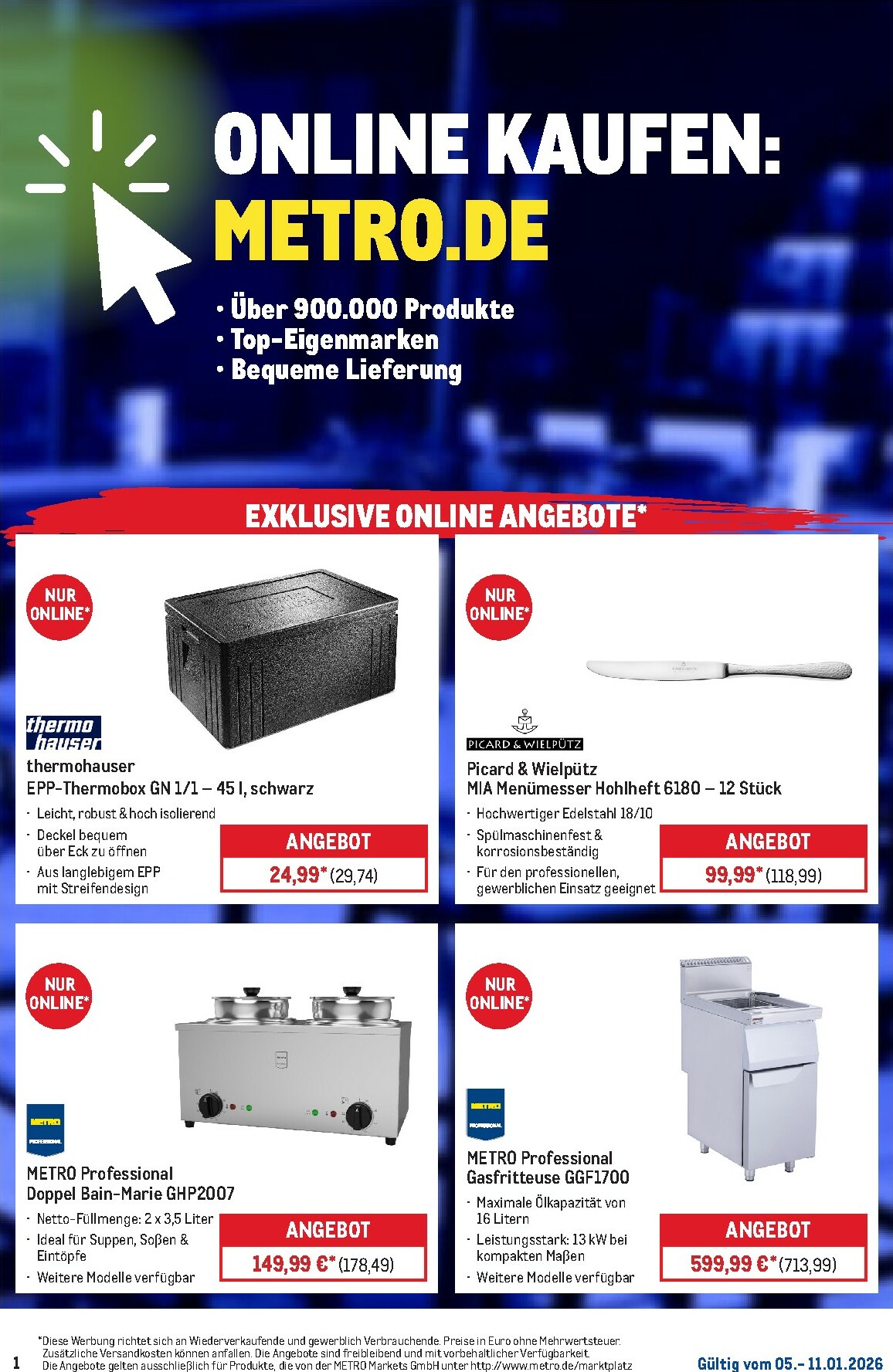 metro - Metro - Online: Wochen-Angebote-Prospekt gültig vom 05.01. bis 11.01. - page: 1