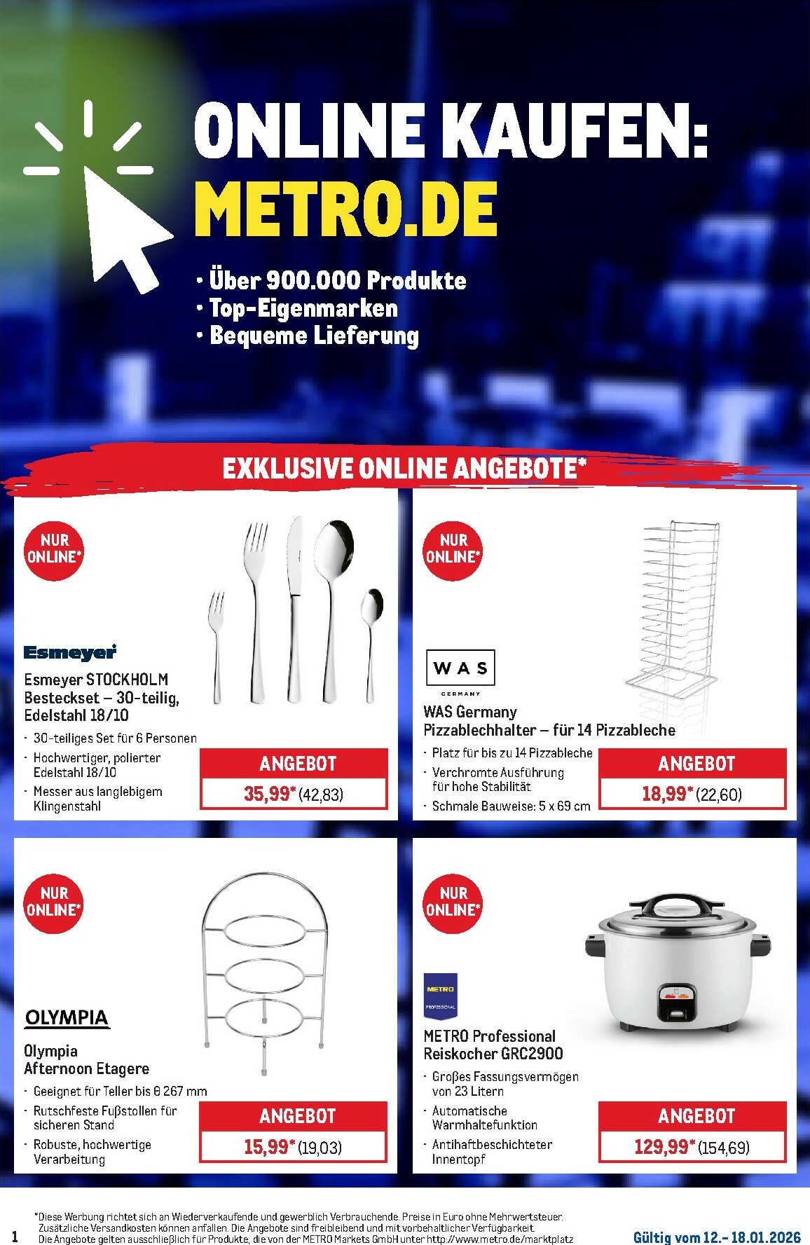 metro - Metro - Online: Wochen-Angebote-Prospekt gültig vom 12.01. bis 18.01.