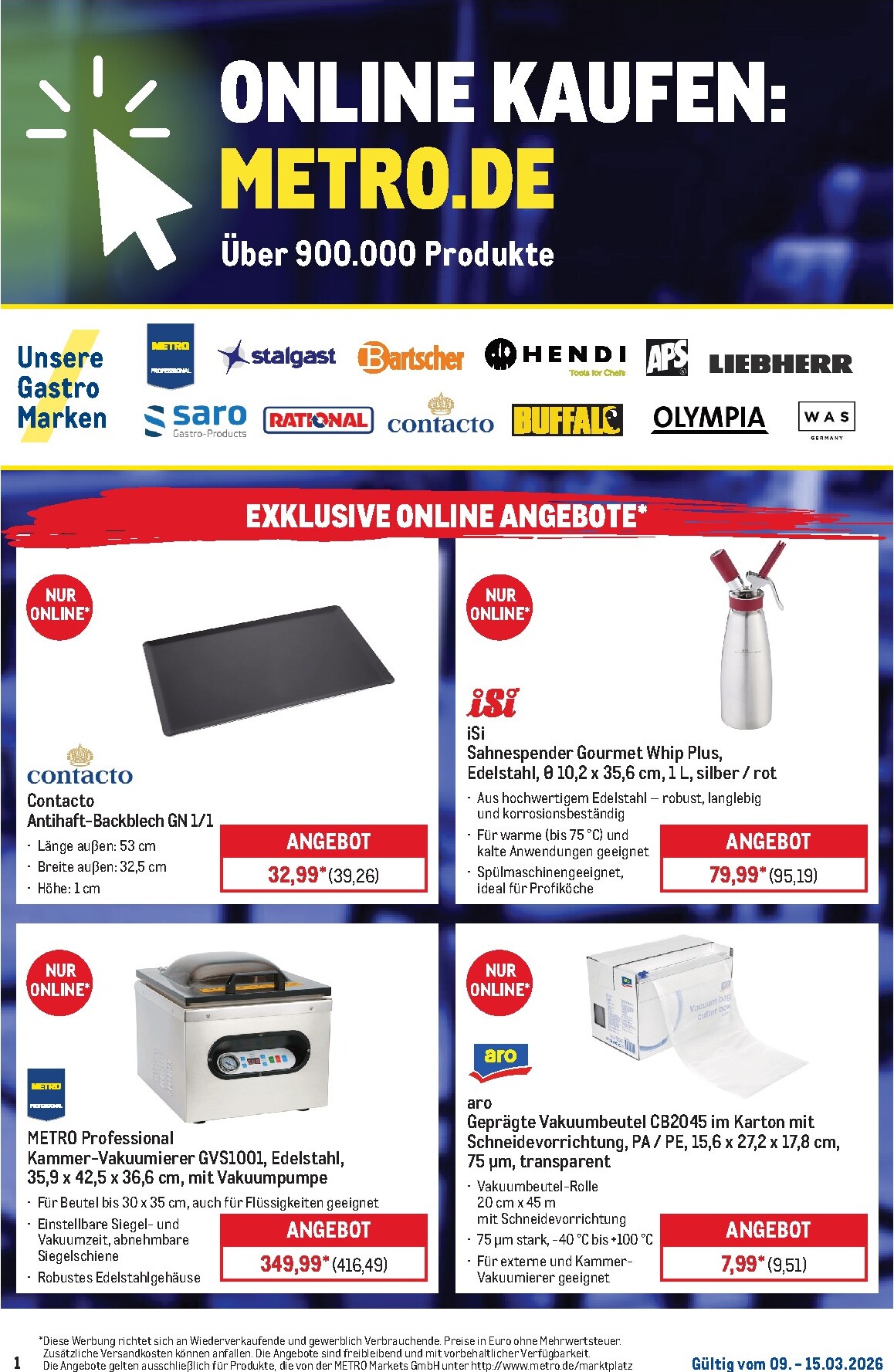metro - Metro - Online: Wochen-Angebote-Prospekt gültig vom 09.03.2026 bis 15.03.2026