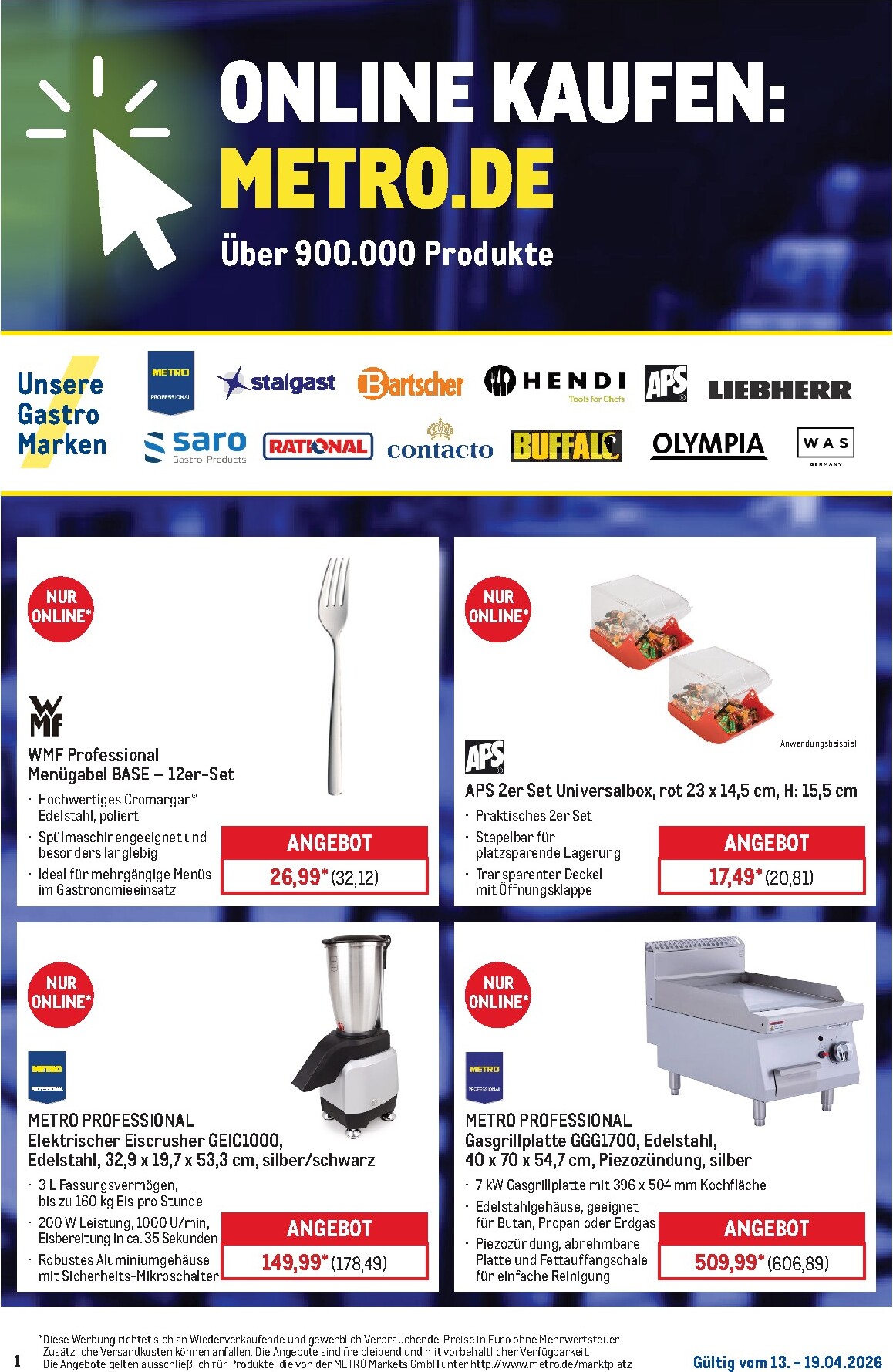 metro - Metro - Online: Wochen-Angebote Prospekt – von Montag 13.04.2026 bis Sonntag 19.04.2026