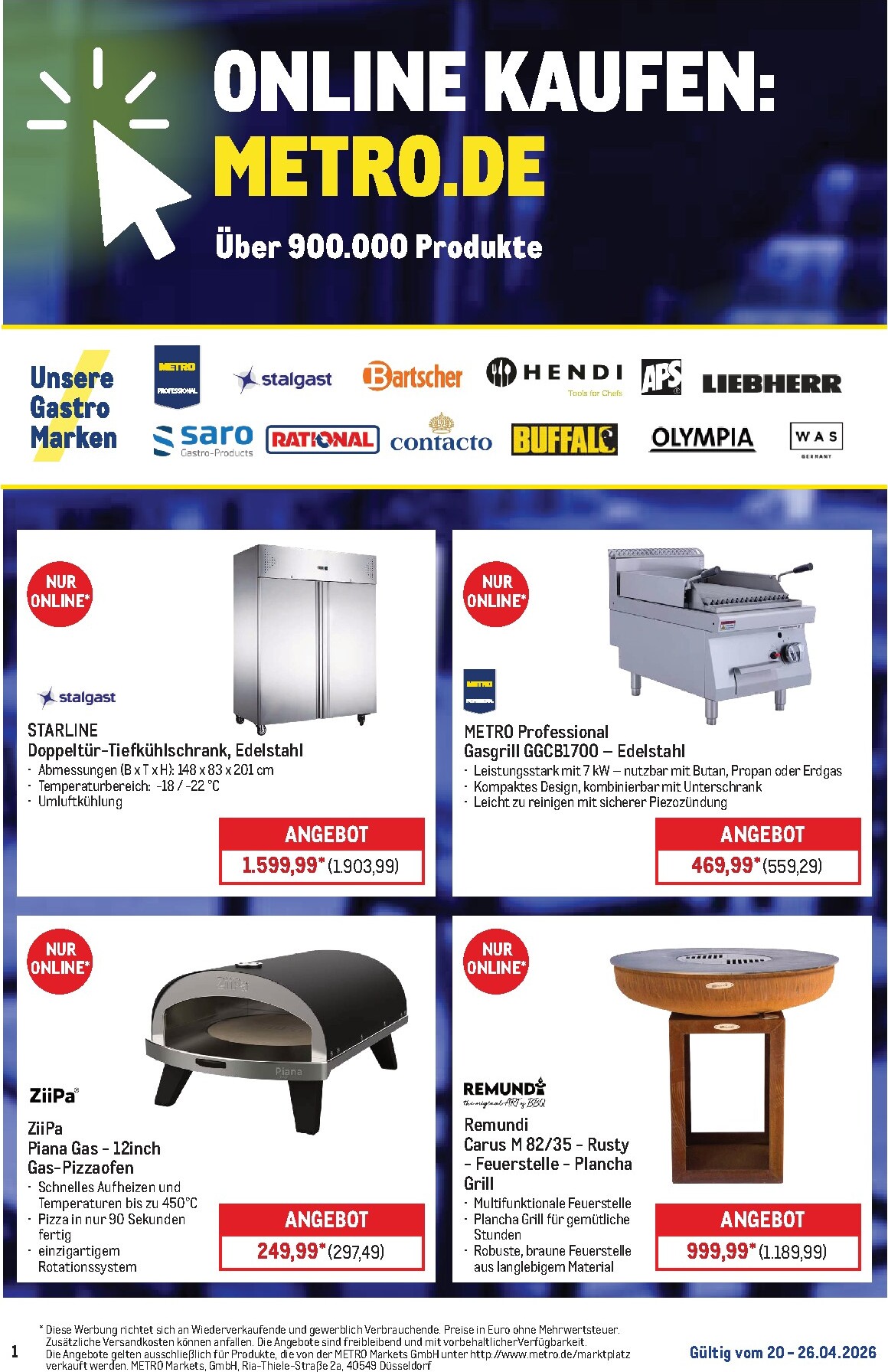 metro - Metro - Online: Wochen-Angebote Prospekt – von Montag 20.04.2026 bis Sonntag 26.04.2026