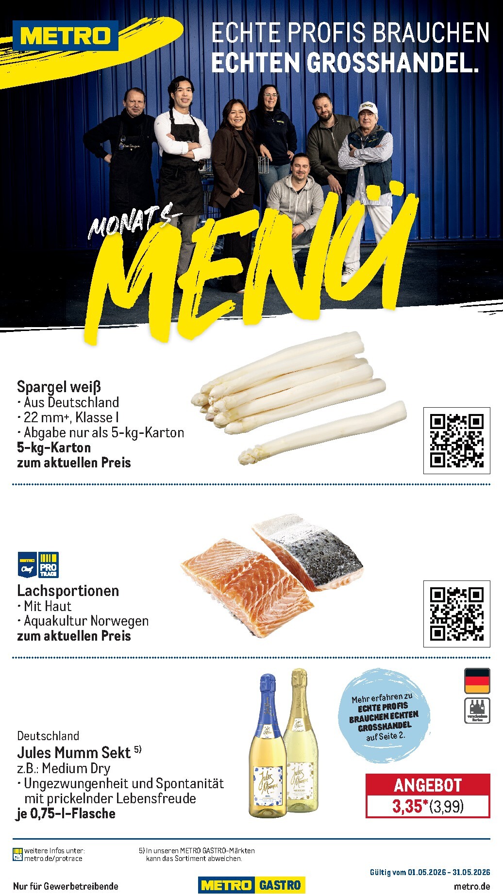 metro - Metro - Monats-Menü Prospekt nächste Woche – von Freitag 01.05.2026 bis Sonntag 31.05.2026