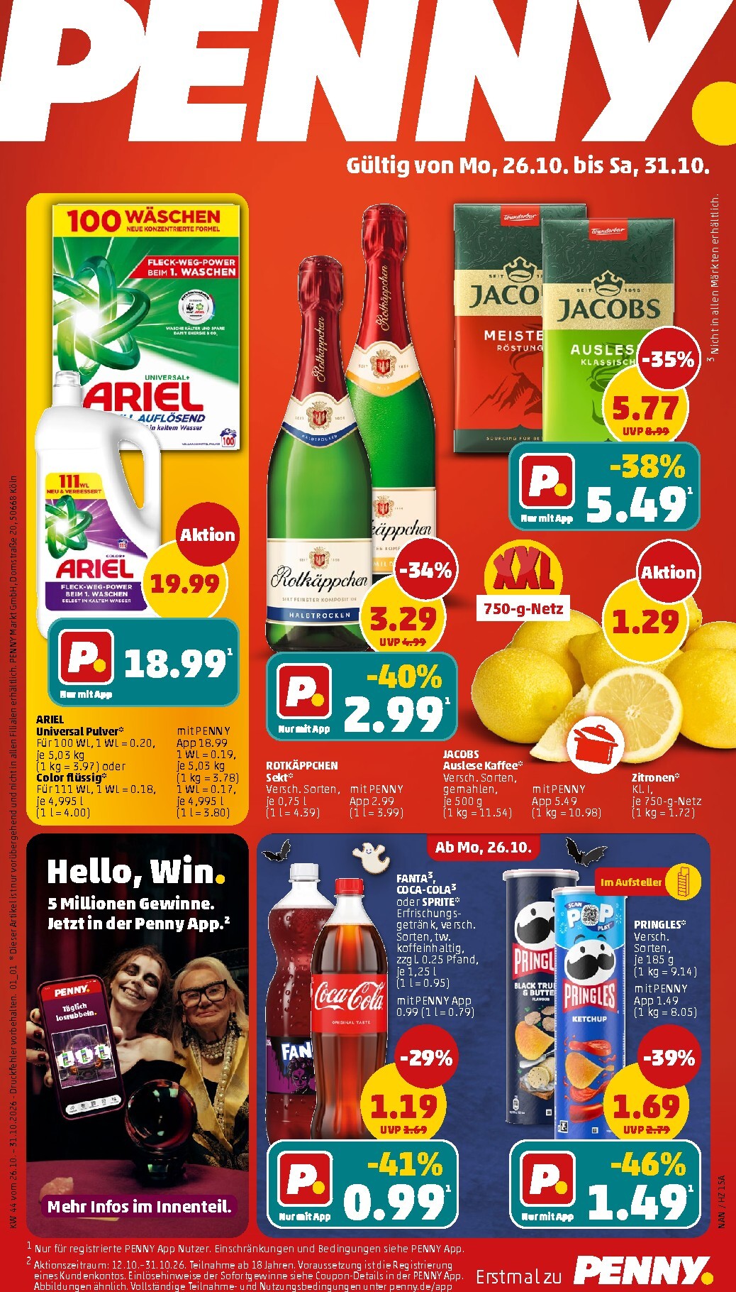 penny - PENNY Prospekt nächste Woche – von Montag 26.10.2026 bis Samstag 31.10.2026 - page: 1