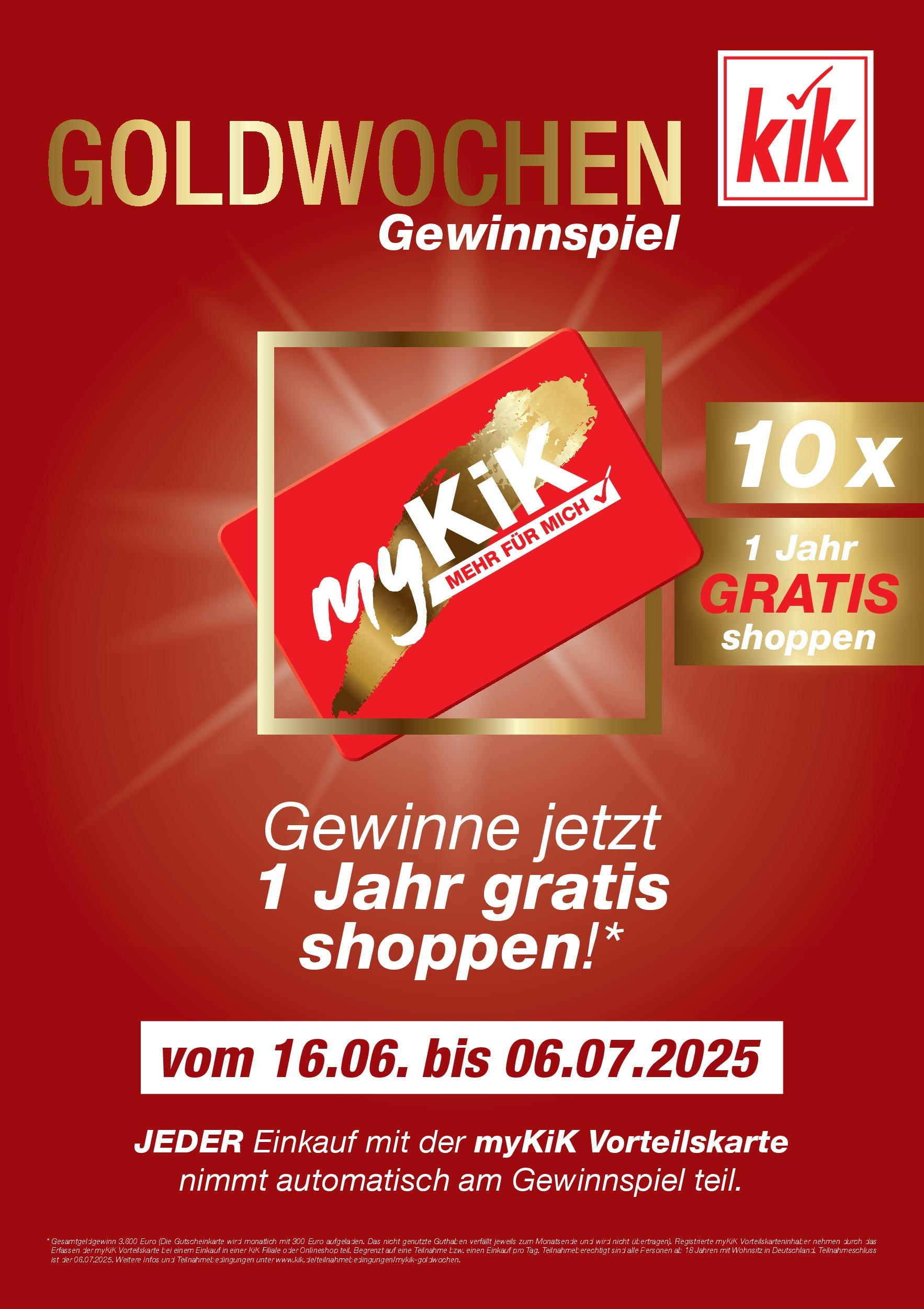 kik - KiK - Goldwochen Gewinnspiel-Prospekt gültig vom 16.06. bis 06.07. - page: 1