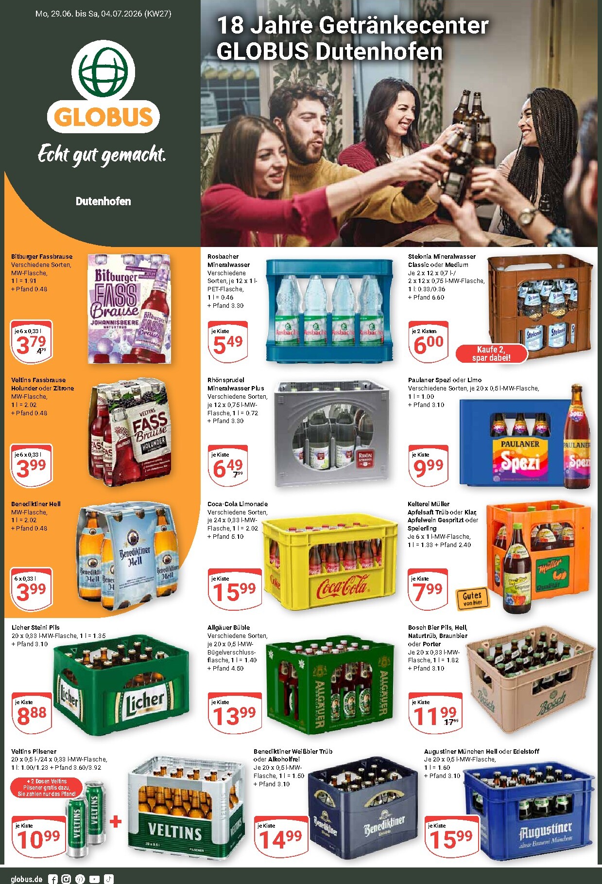 globus - Globus - Dutenhofen Prospekt nächste Woche – von Montag 29.06.2026 bis Samstag 04.07.2026 - page: 1