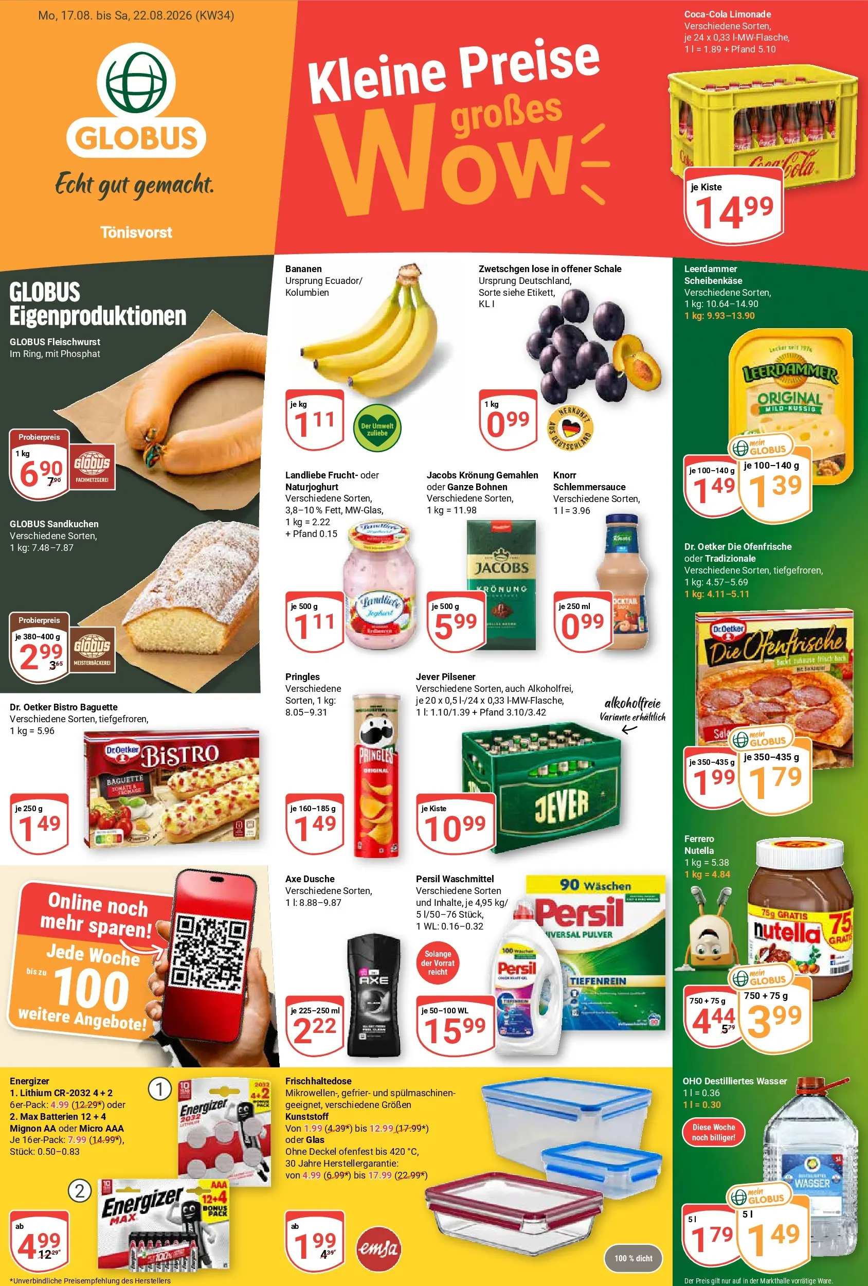 globus - Globus - Tönisvorst Prospekt nächste Woche – von Montag 17.08.2026 bis Samstag 22.08.2026