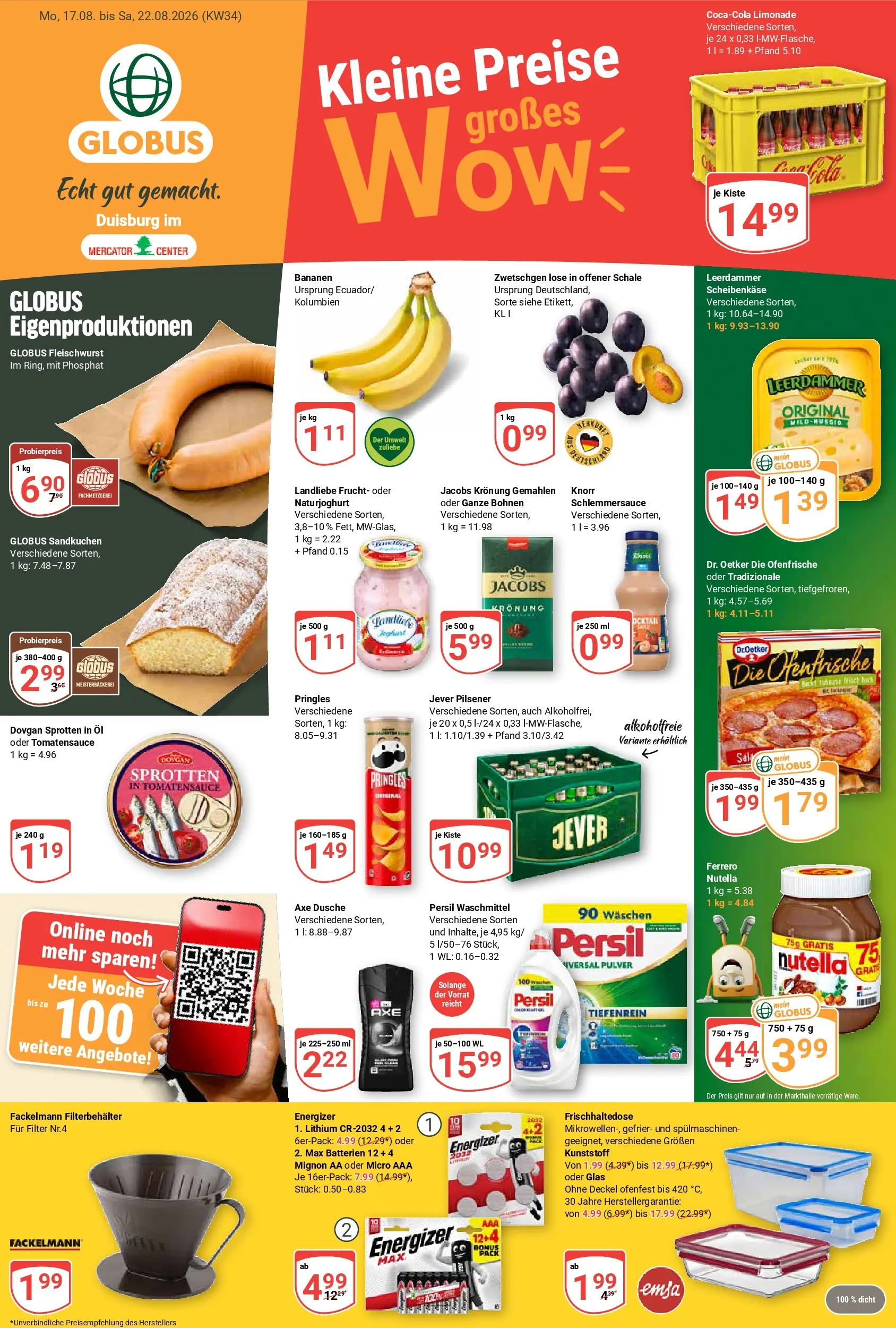 globus - Globus - Duisburg im Mercator Center Prospekt nächste Woche – von Montag 17.08.2026 bis Samstag 22.08.2026