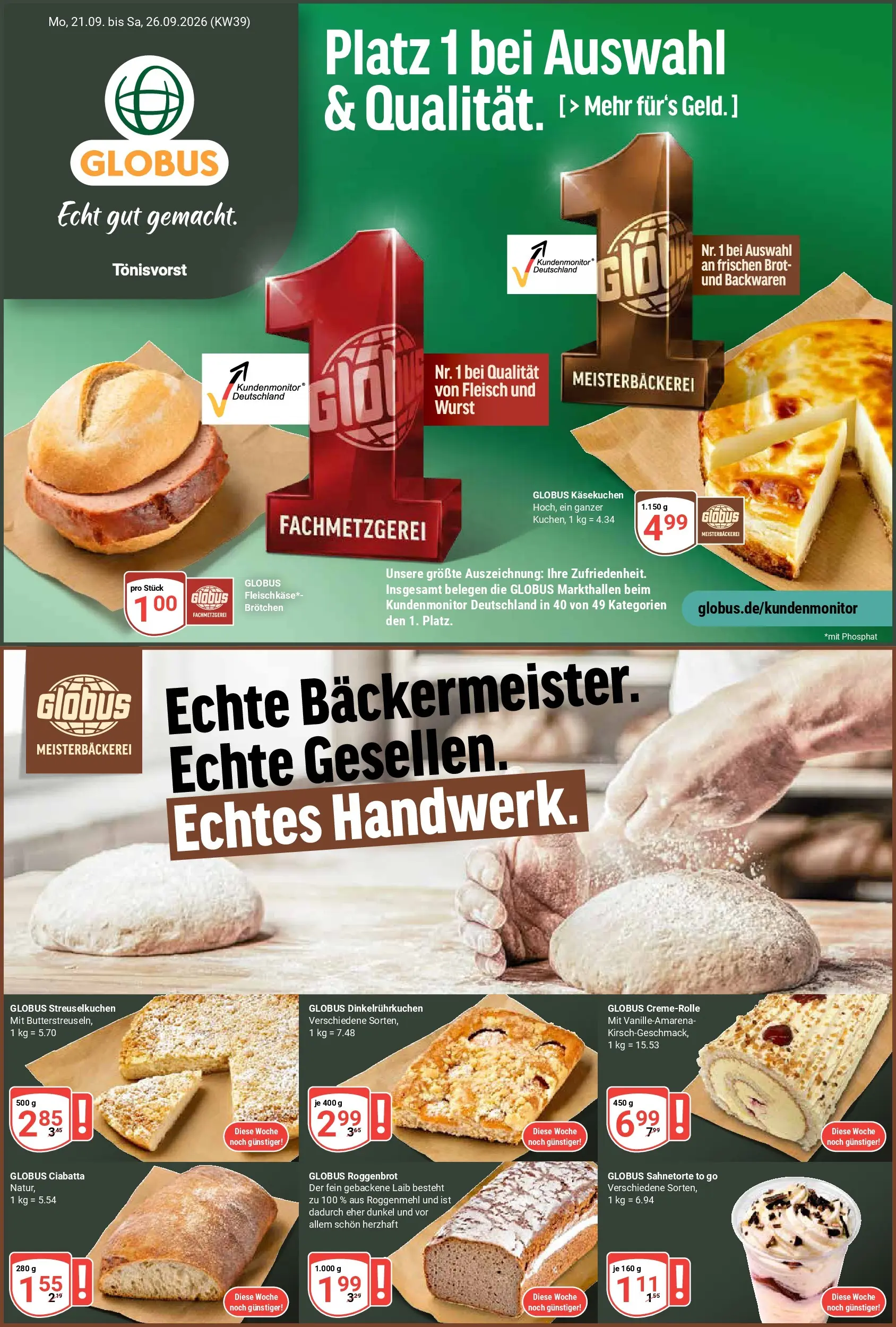 globus - Globus - Tönisvorst Prospekt nächste Woche – von Montag 21.09.2026 bis Samstag 26.09.2026